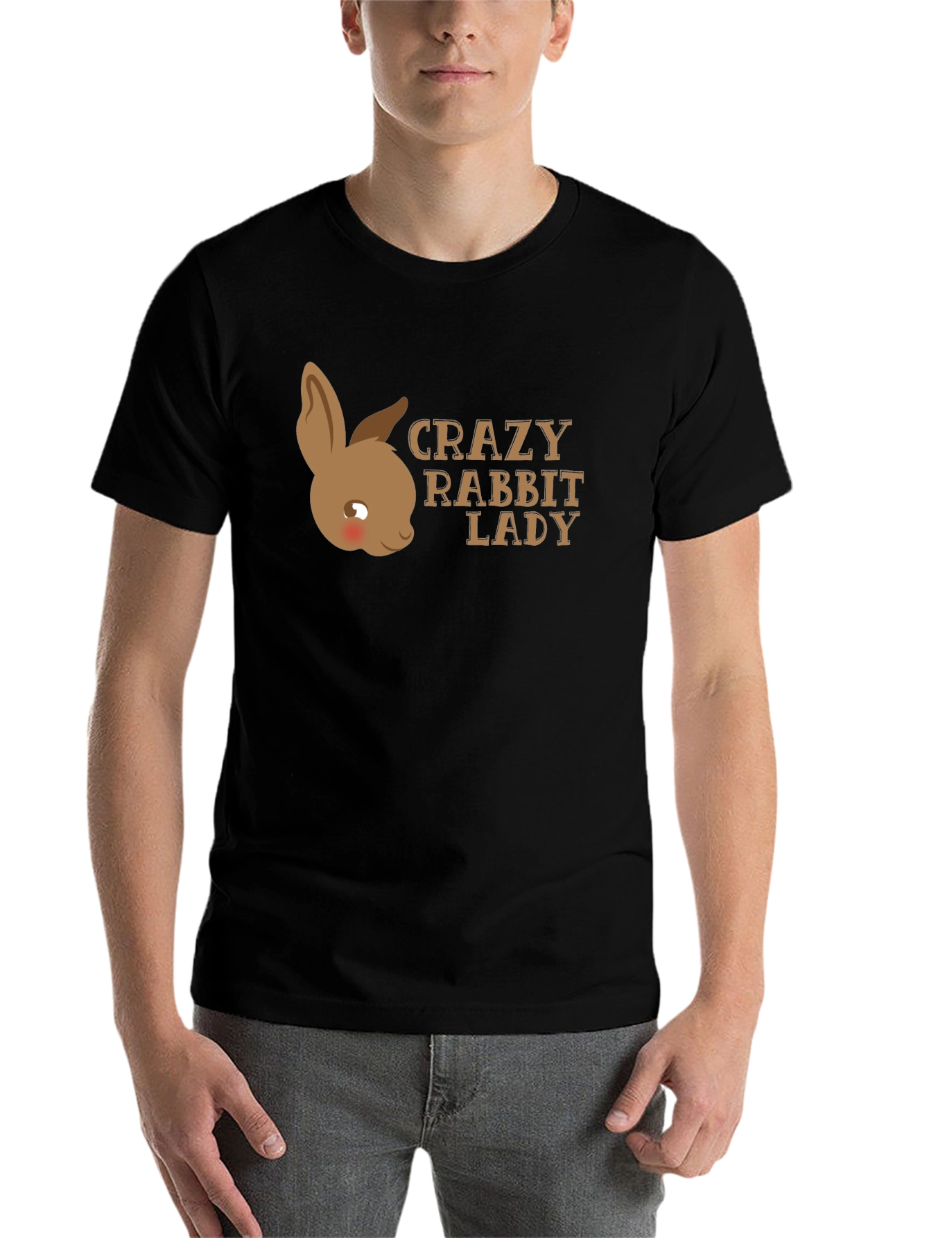 Black Crazy Rabbit Lady T-Shirt - Unisex view 7