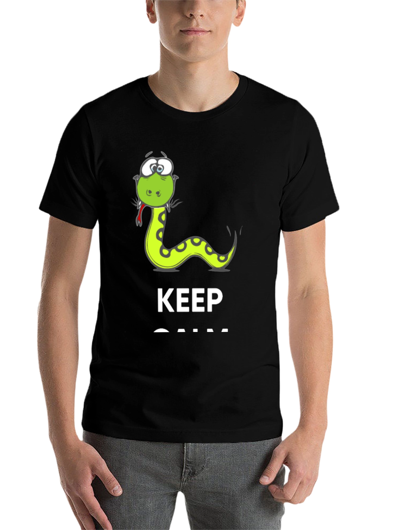 Black Funny Snake Keep Calm Men's T-Shirt view 7