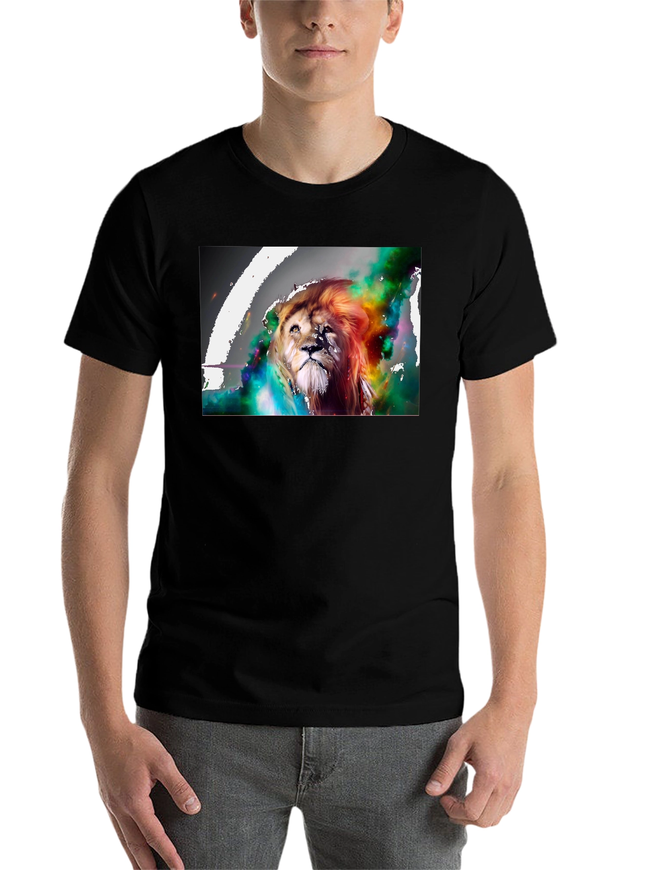 Black Lion Art Graphic Print T-Shirt view 7