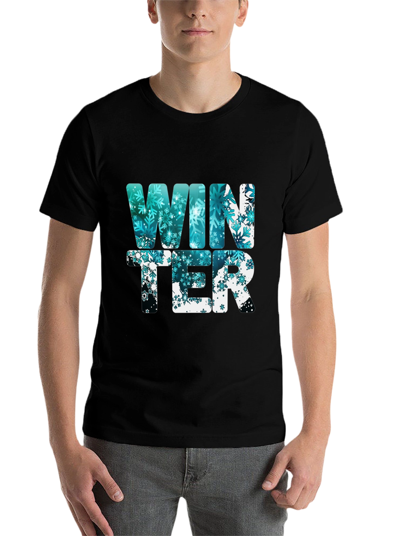 Winter Snowflake Graphic Tee - Black - 7