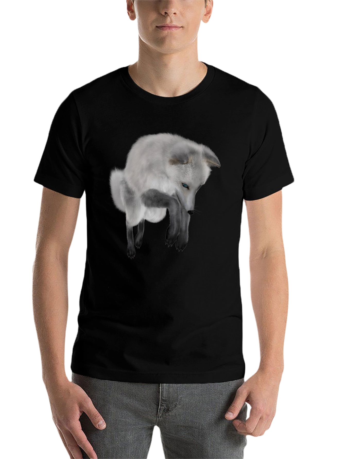 Black Arctic Fox Graphic Tee - Men's Black T-Shirt view 7