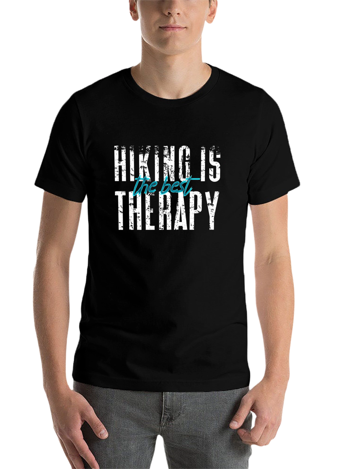 Black Hiking Is The Best Therapy T-Shirt view 7