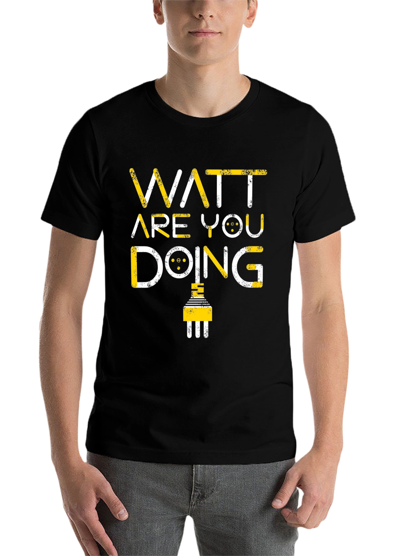 Black Watt Are You Doing Funny Electrical Pun T-Shirt view 7