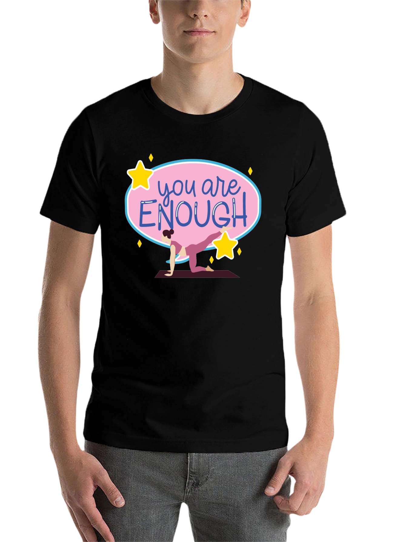 Black You Are Enough Yoga T-Shirt Black view 7