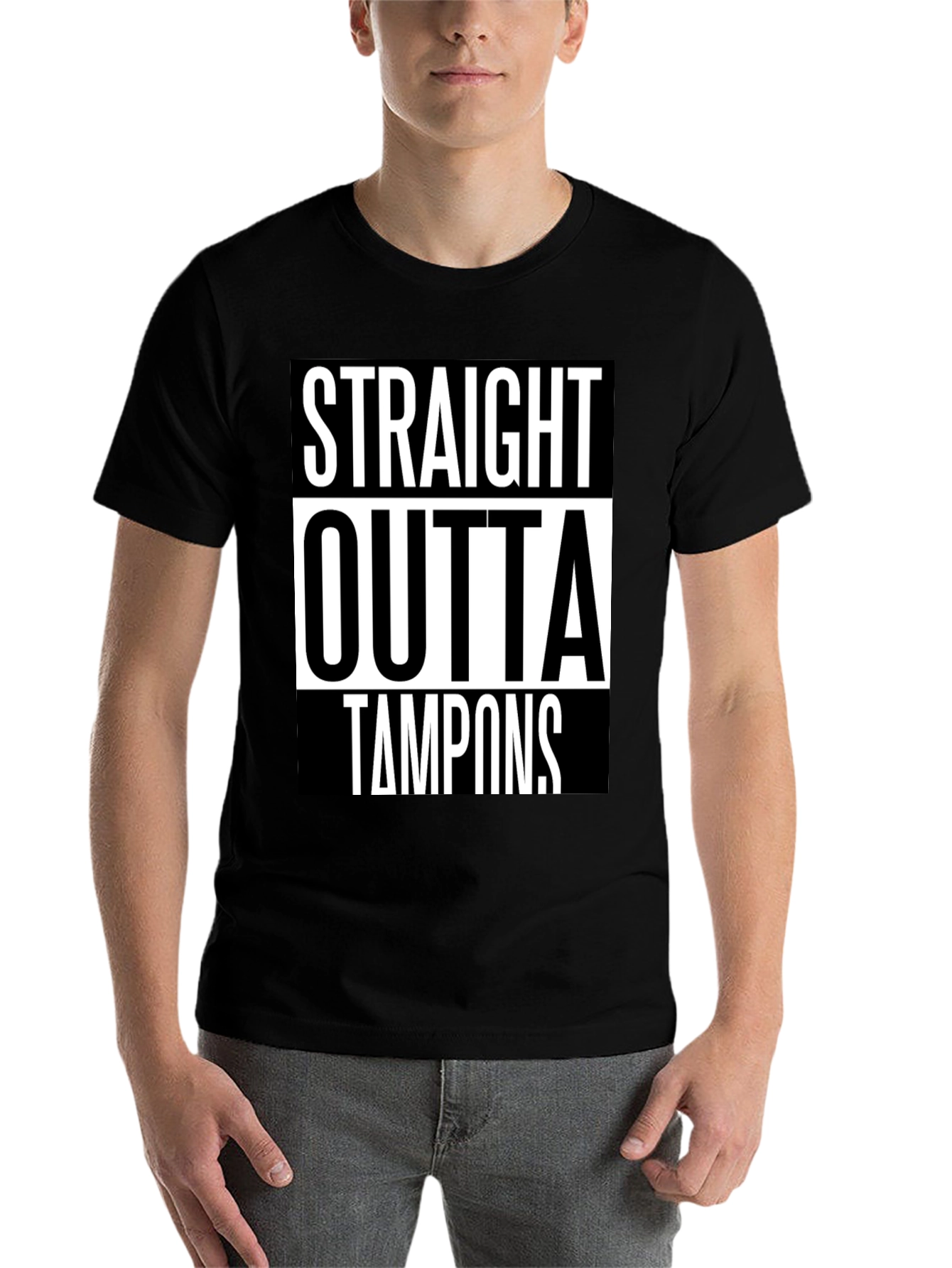 Black Straight Outta Tampons Graphic Tee view 7