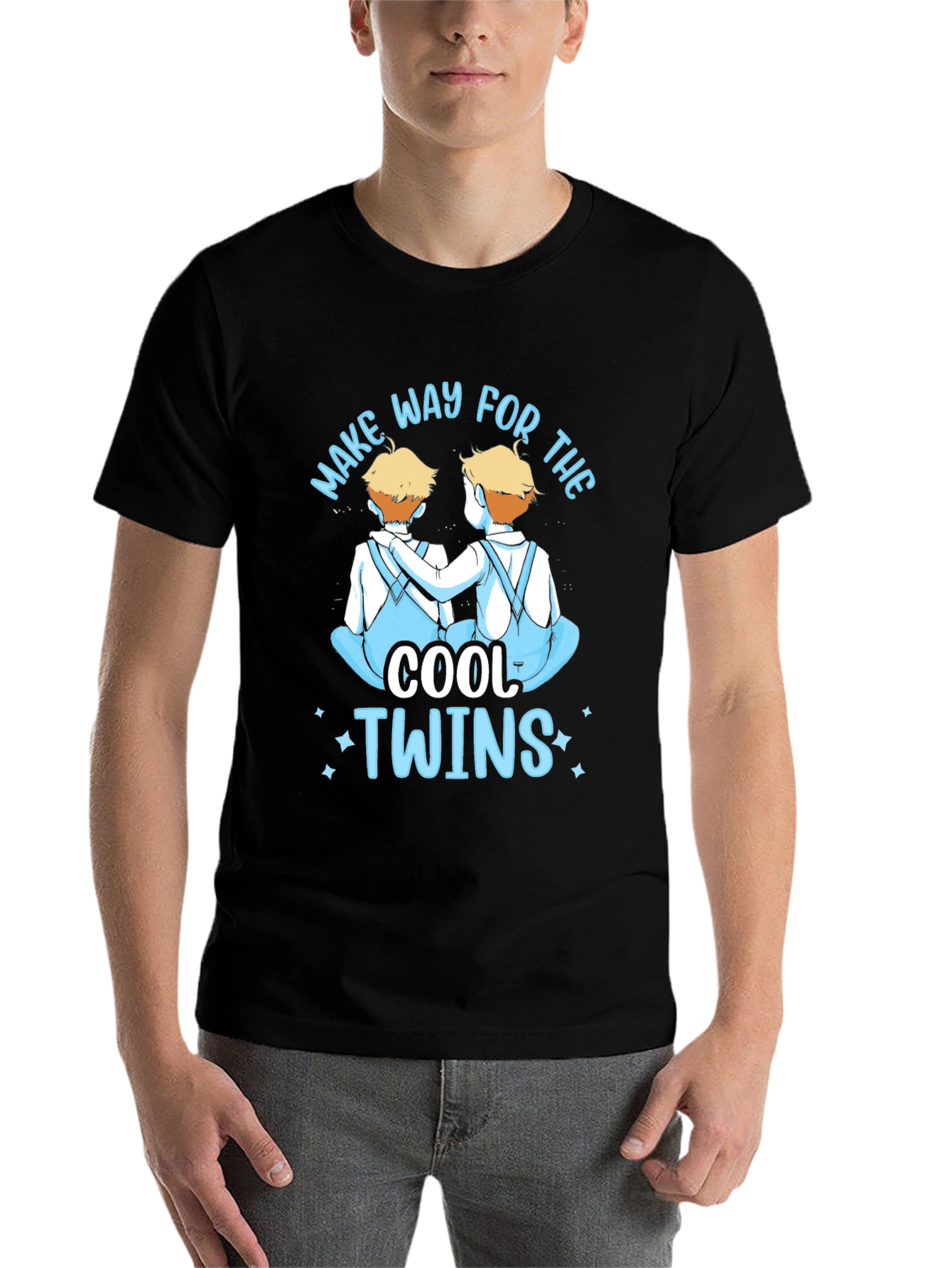 Black Cool Twins Graphic Tee - Black Unisex T-Shirt view 7
