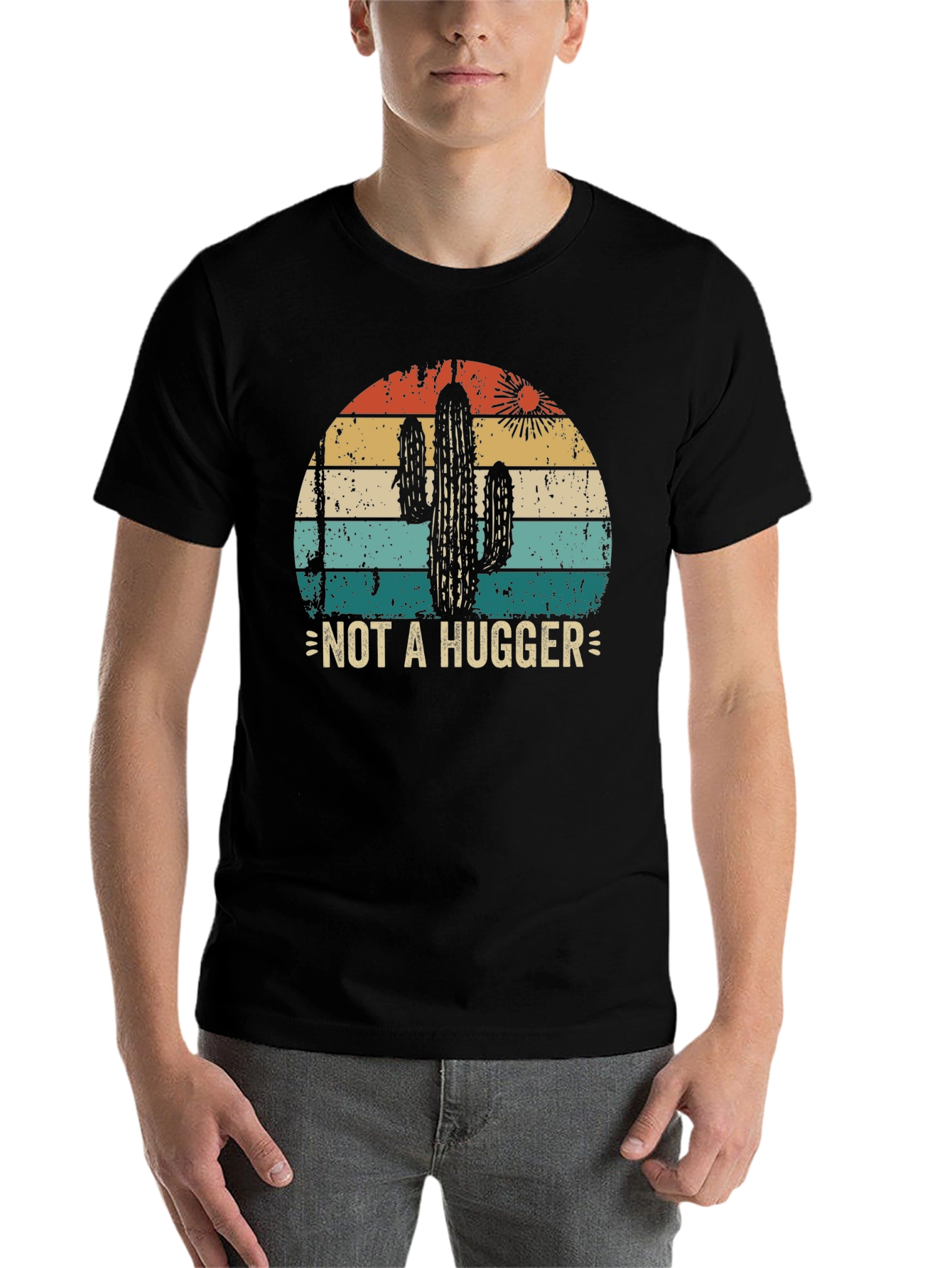 Black Not A Hugger Cactus Graphic Tee view 7