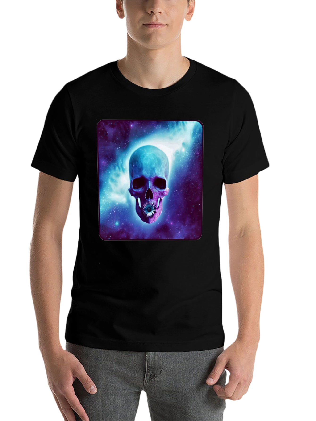 Black Skull Galaxy T-Shirt - Cosmic Design view 7