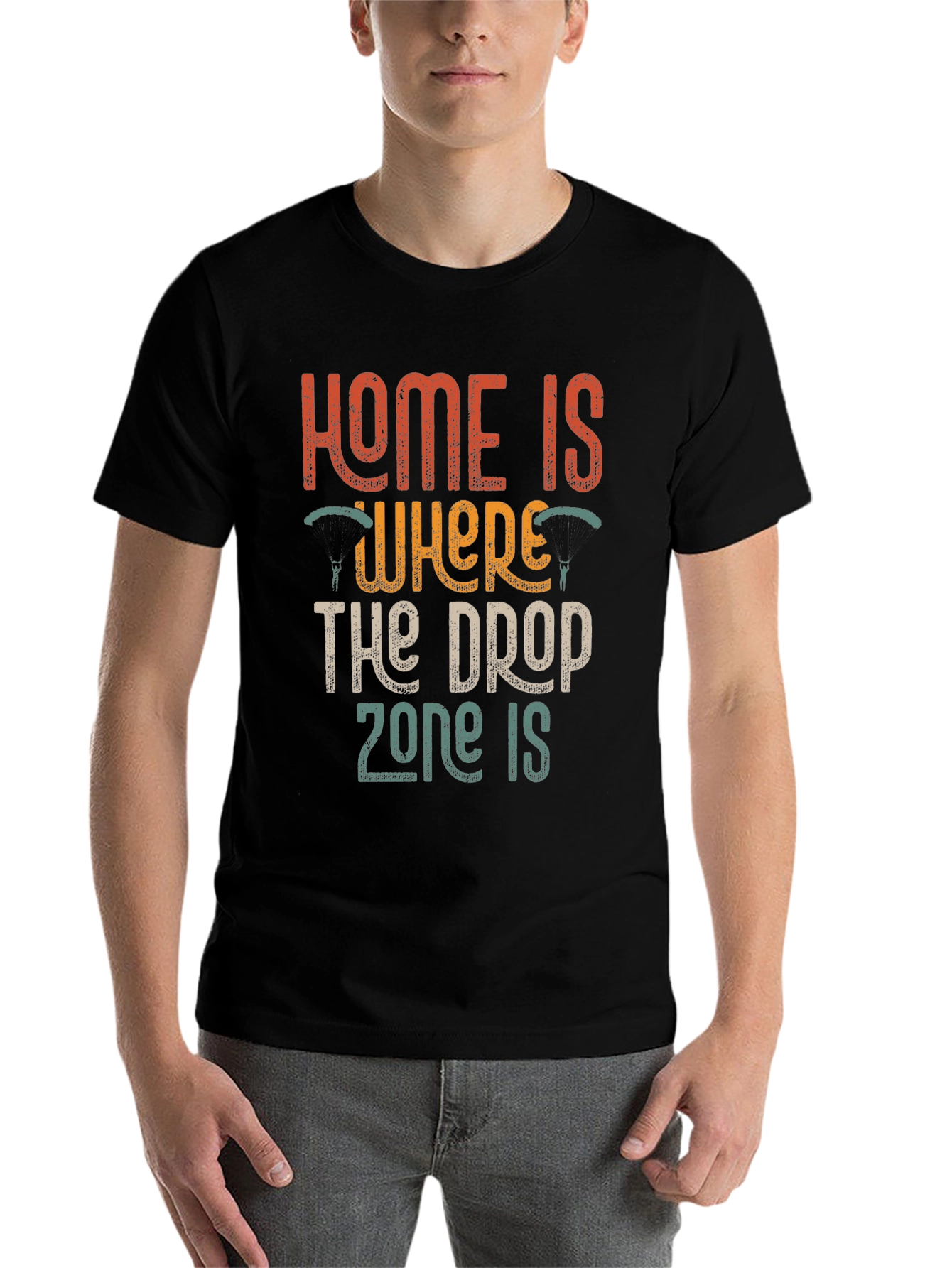 Black Home is Where The Drop Zone Is T-Shirt view 7