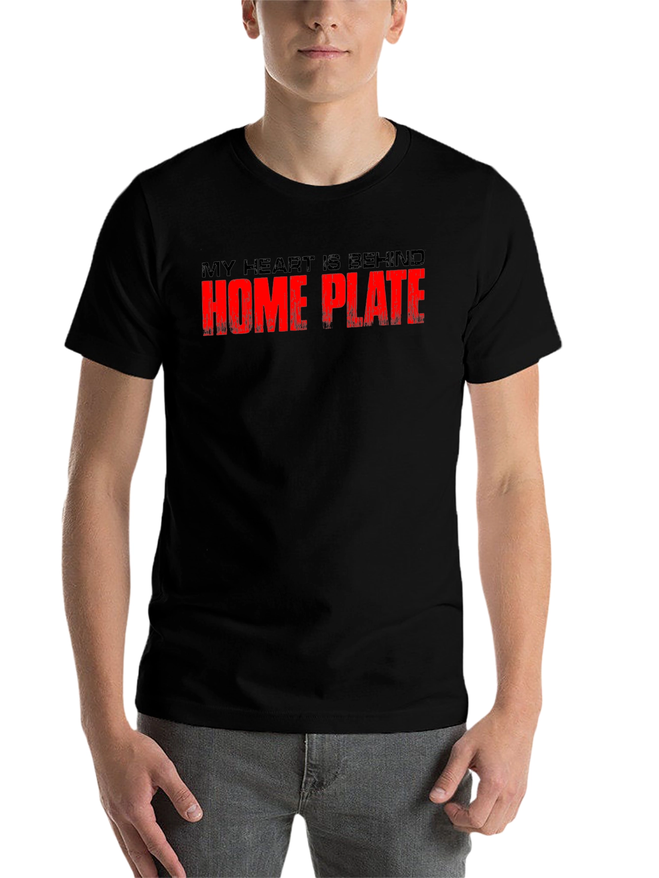 Black Home Plate Baseball Fan T-Shirt view 7