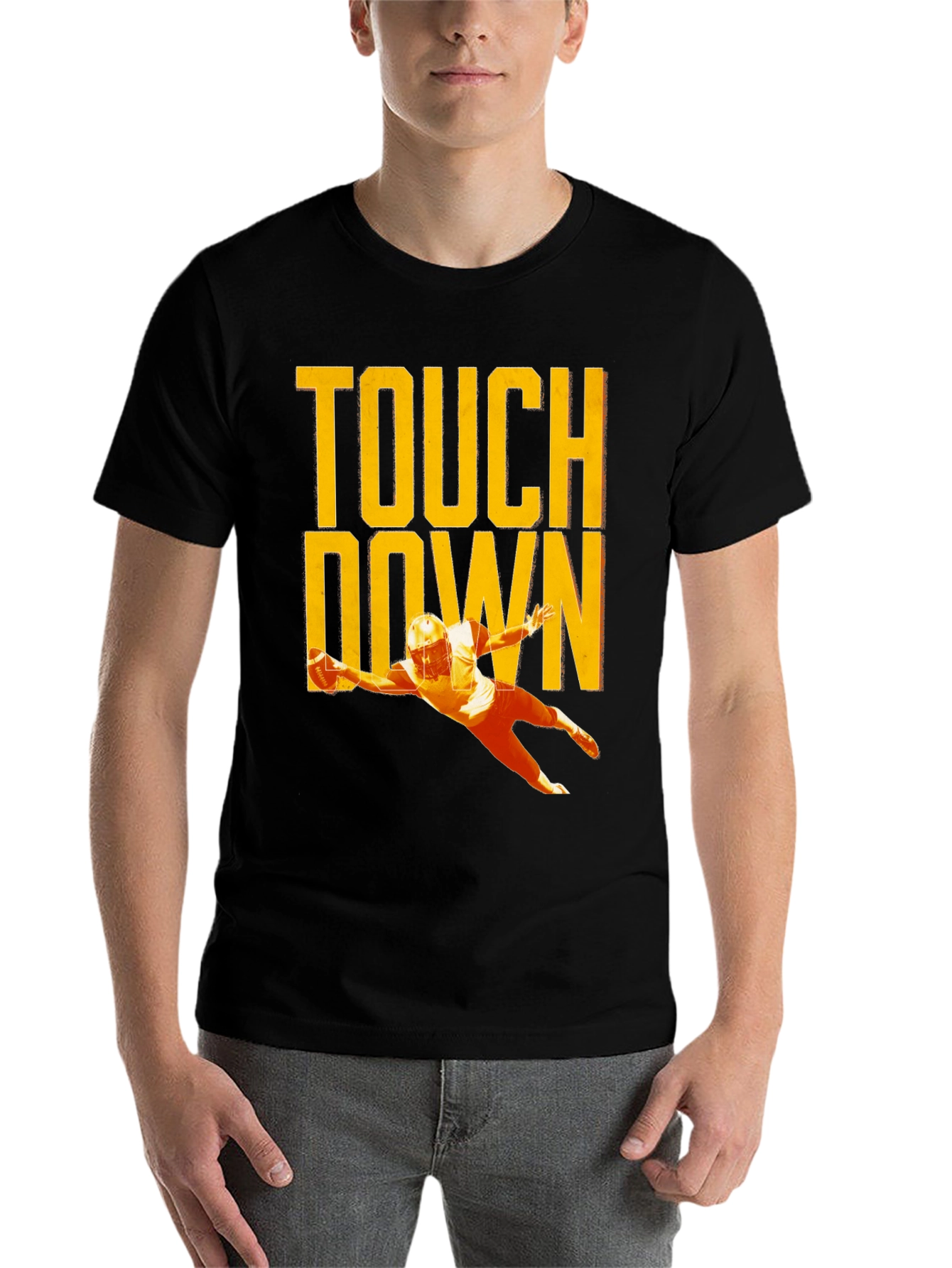 Black Touchdown Football T-Shirt, Black view 7