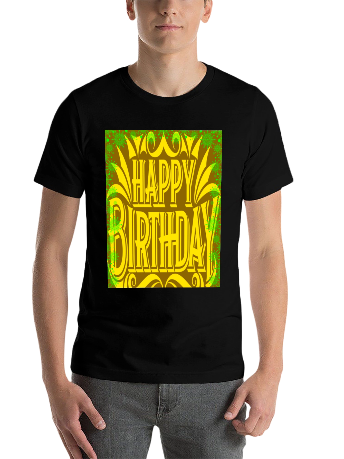 Black Happy Birthday Graphic Tee - Black view 7