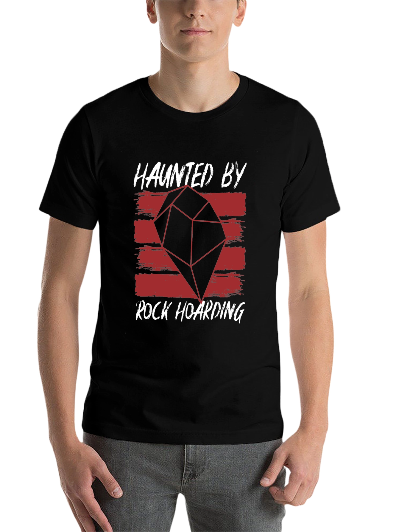Black Haunted By Rock Hoarding Graphic Tee view 7