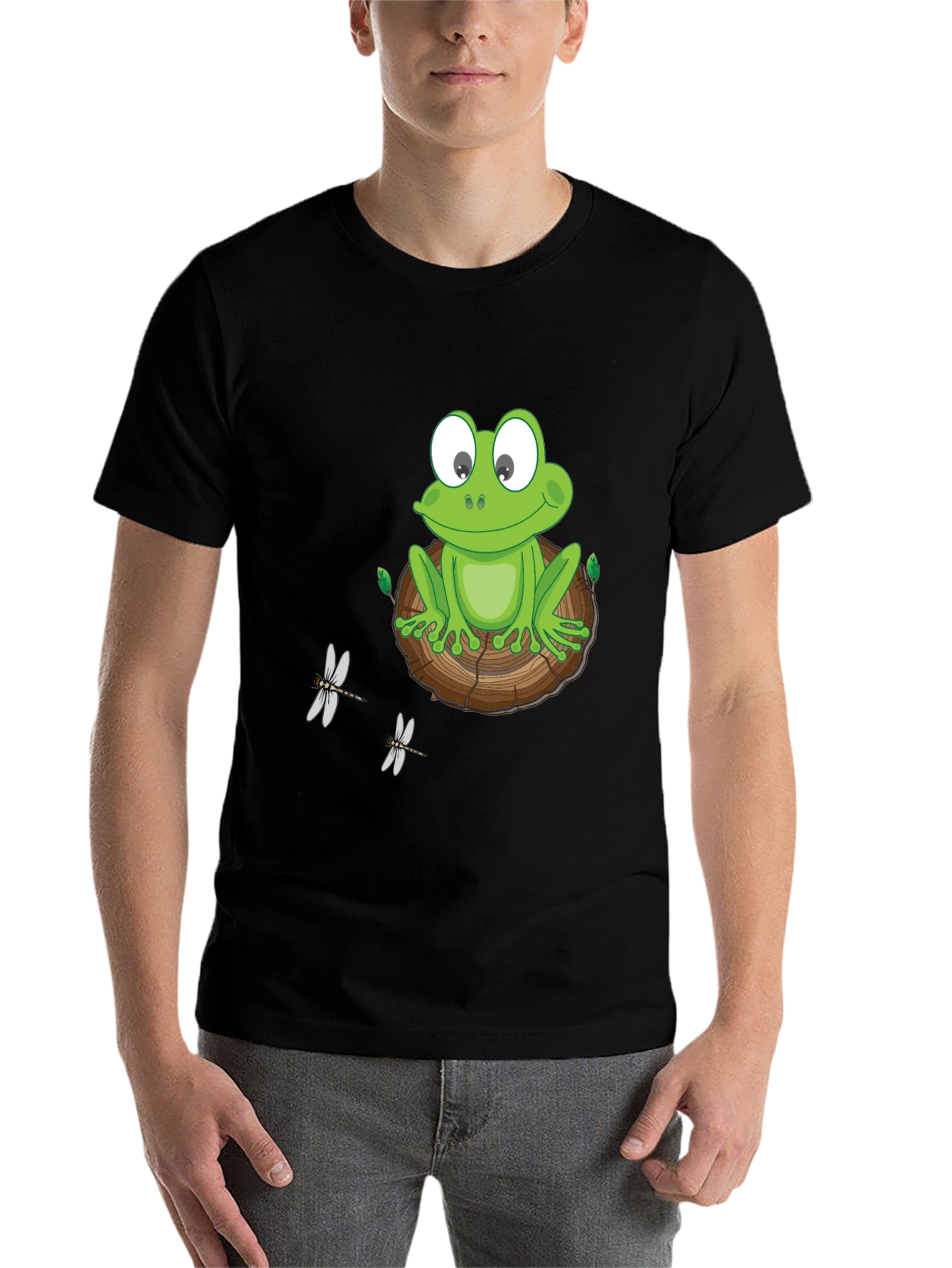 Black Frog on Wood Slice Graphic Tee view 7