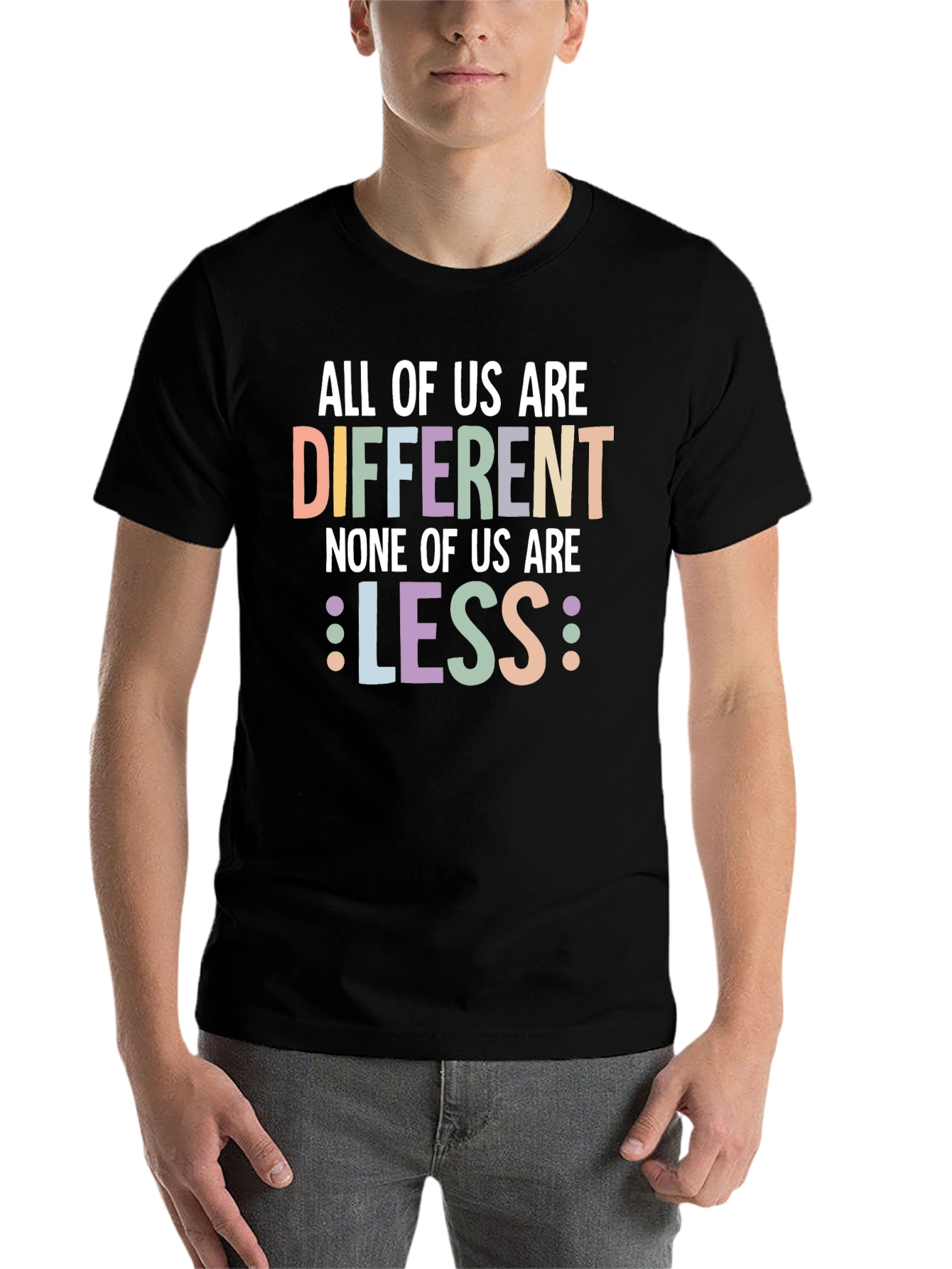 Black All of Us Are Different T-Shirt view 7