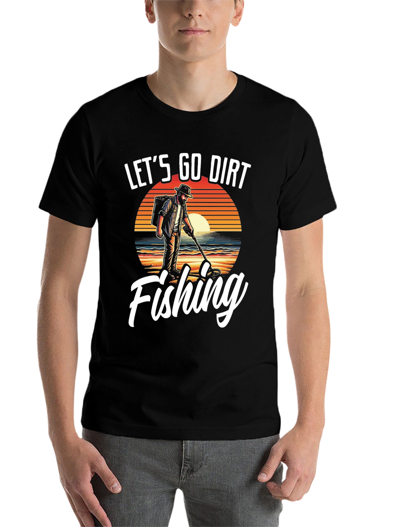 Black Let's Go Dirt Fishing T-Shirt view 7