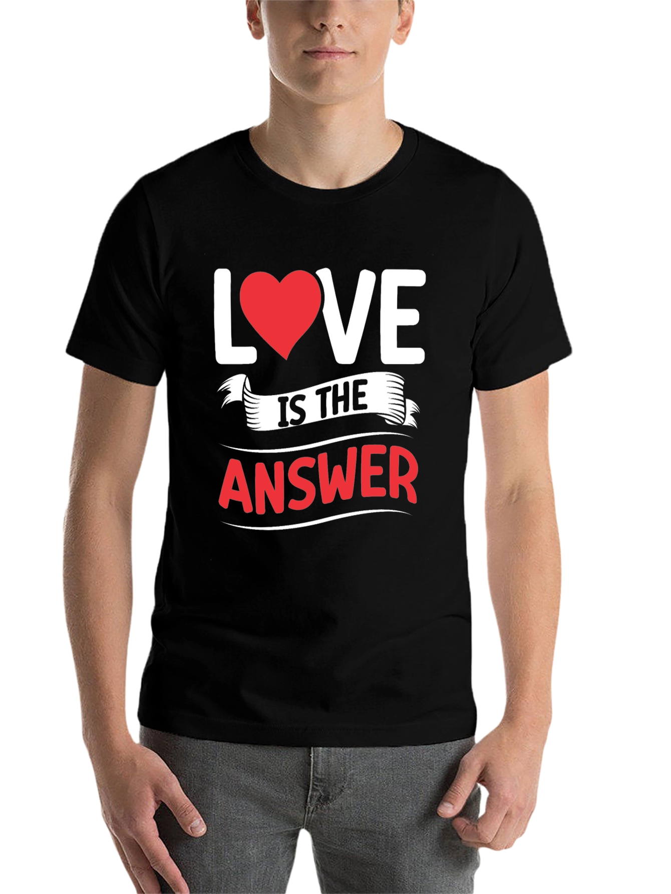 Black Love Is The Answer Graphic T-Shirt - Black view 7