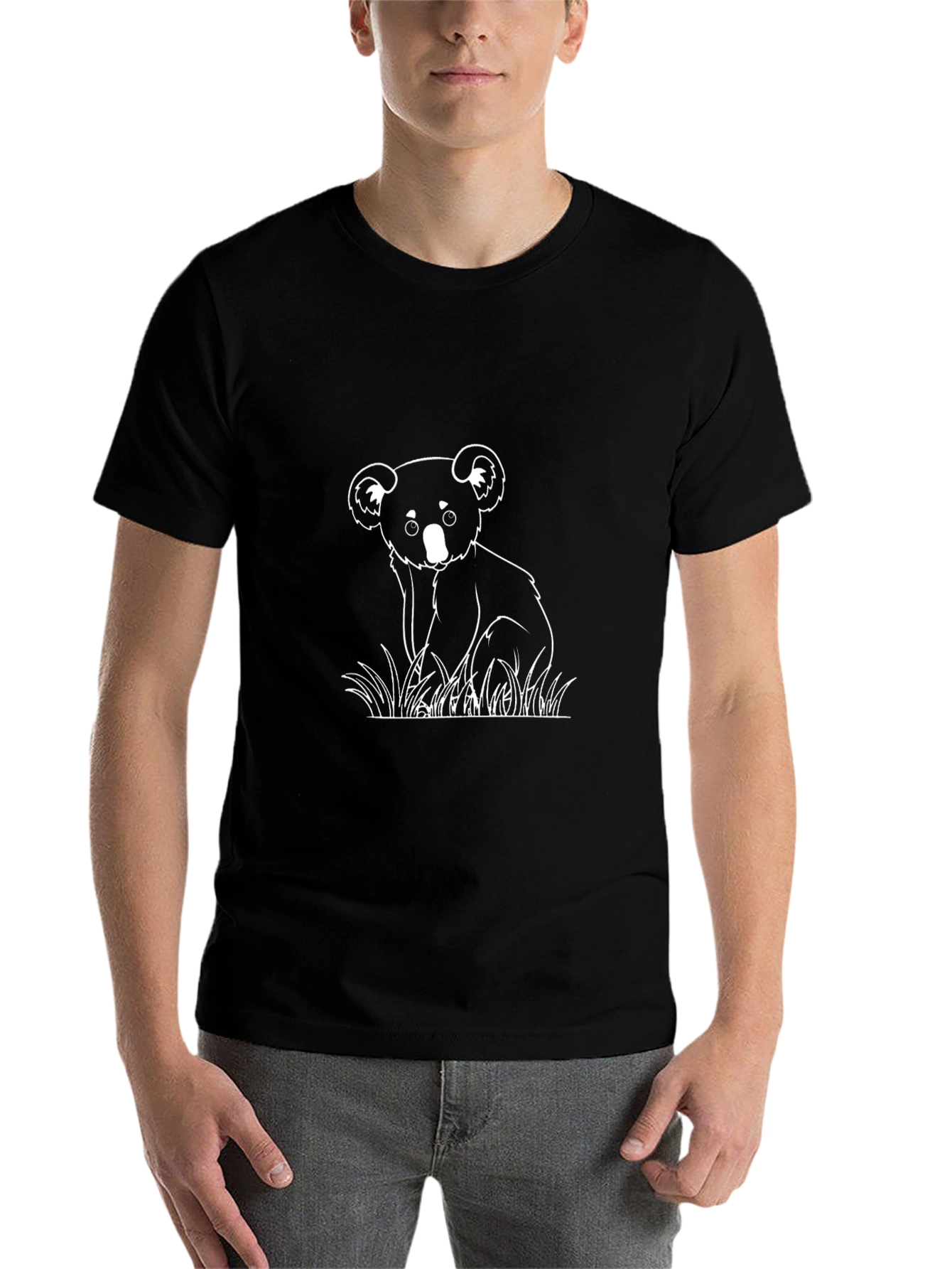 Black Koala Graphic T-Shirt - Black Cotton Blend view 7