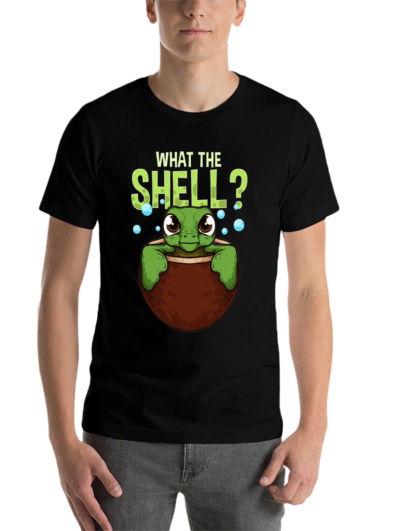 Black What The Shell? Turtle Graphic Tee view 7