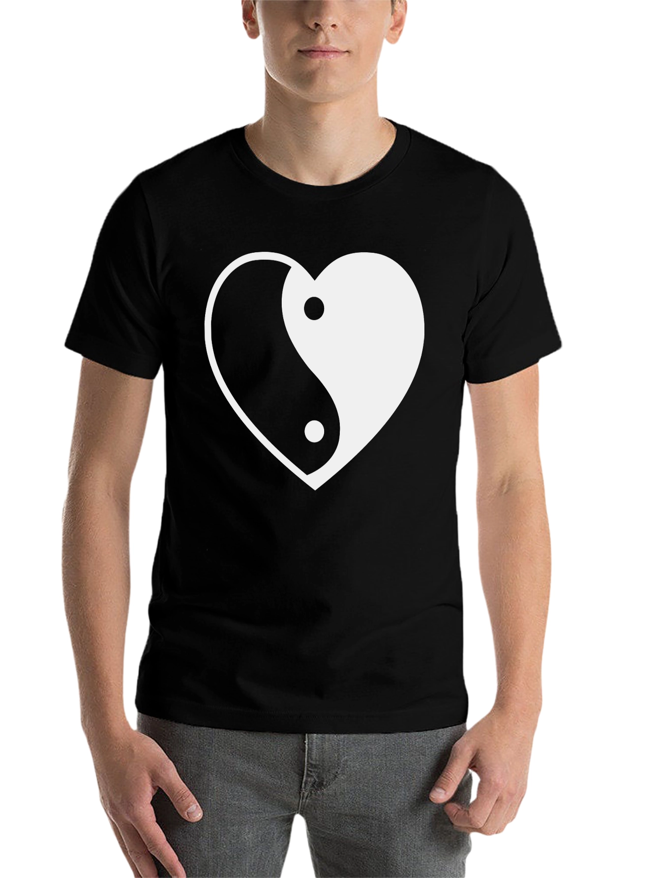 Black Yin Yang Heart Graphic Tee - Stylish Comfort view 7