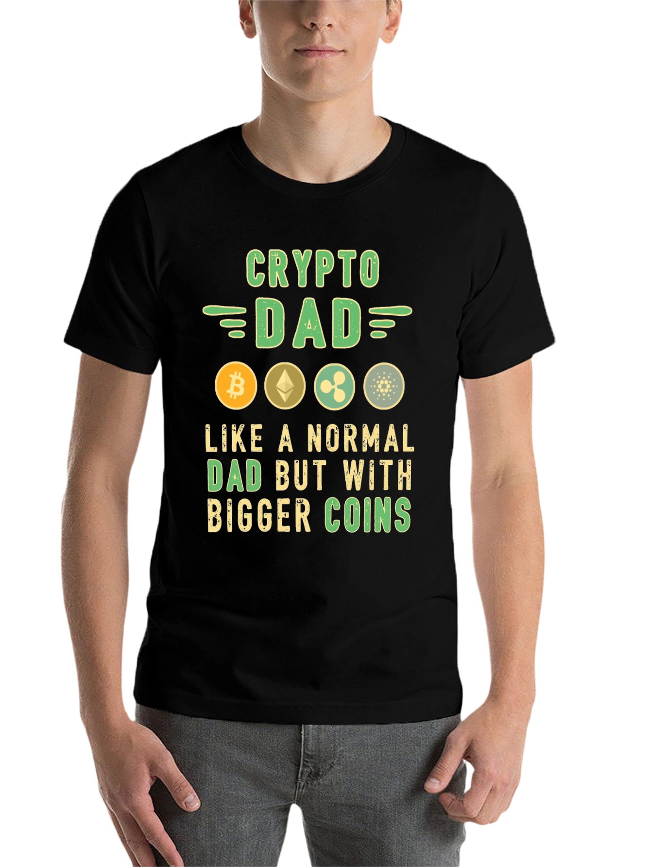 Black Crypto Dad T-Shirt Bitcoin Ethereum Ripple Cardano view 7