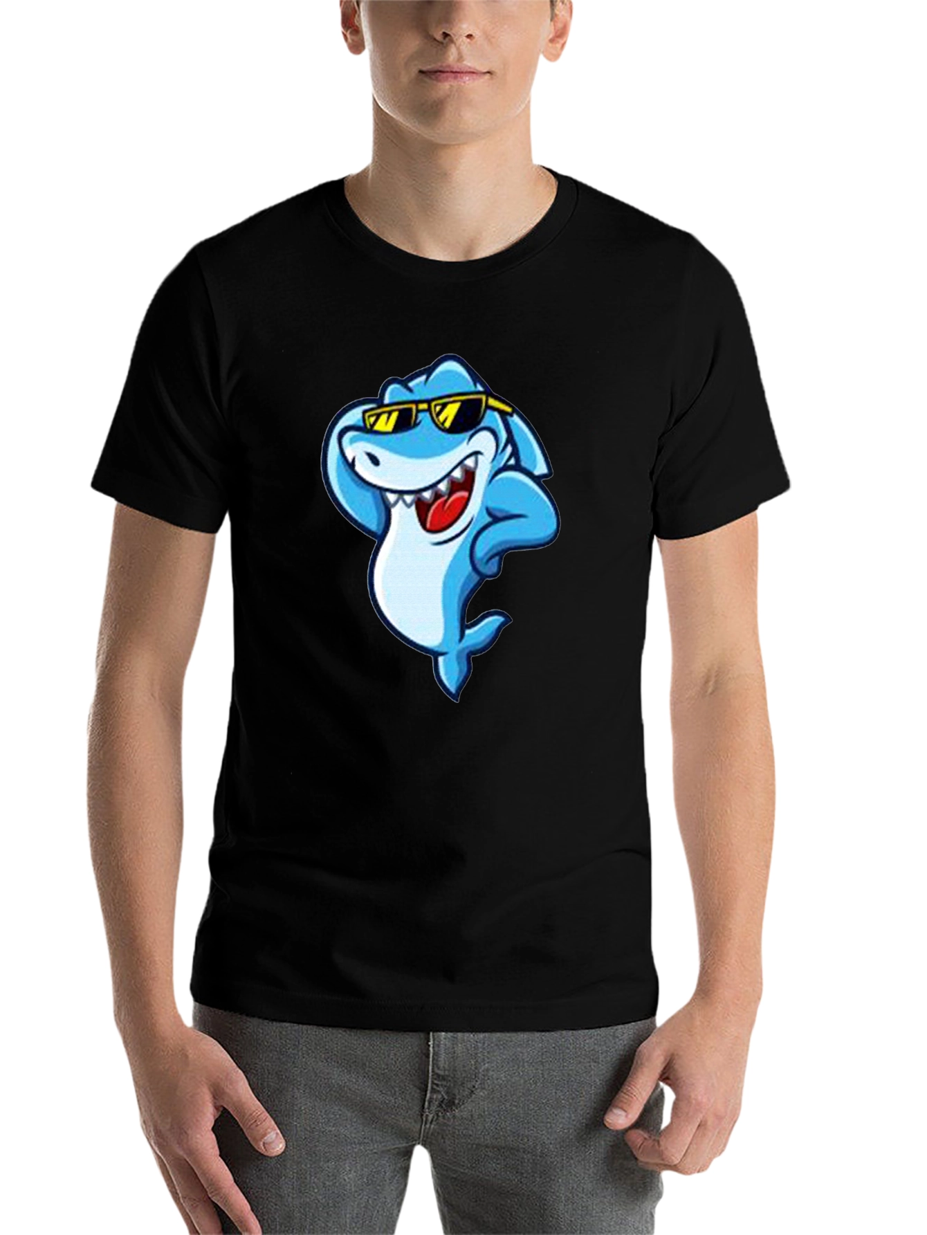 Cool Shark Graphic Tee - Black Cotton T-Shirt - 7