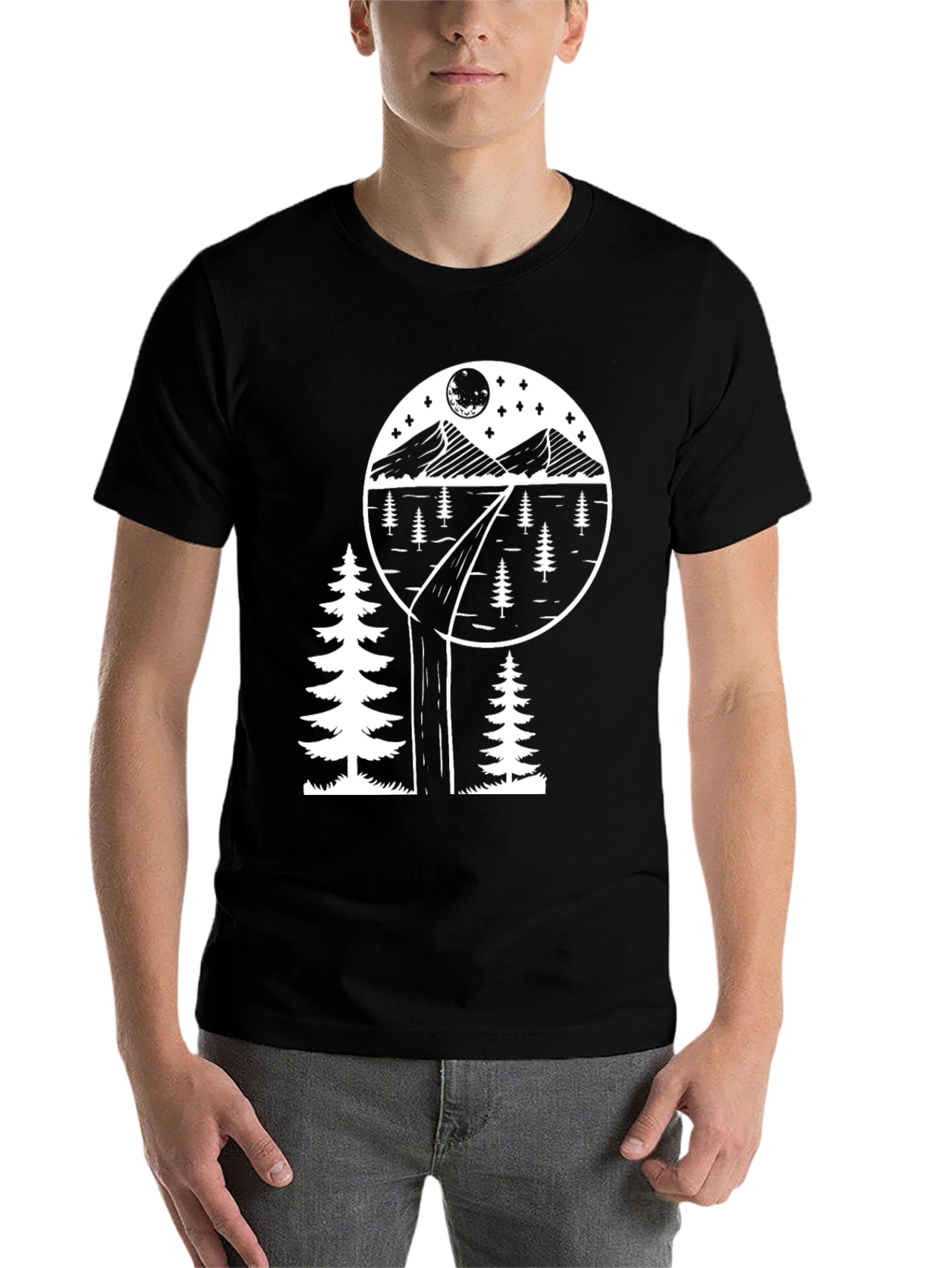 Black Nature Scene Graphic Tee - Black view 7