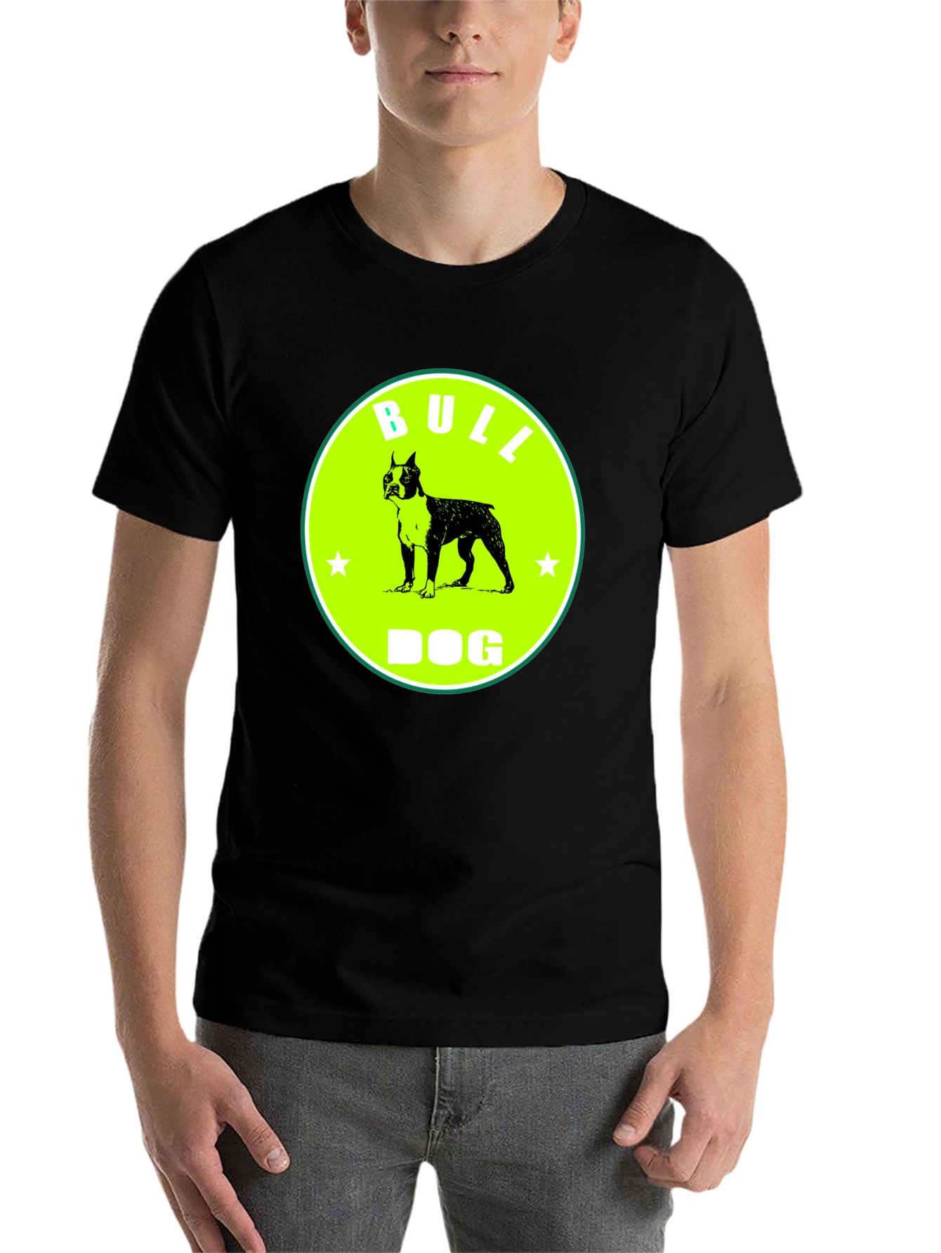 Black Bull Dog Graphic Tee - Novelty T-Shirt view 7