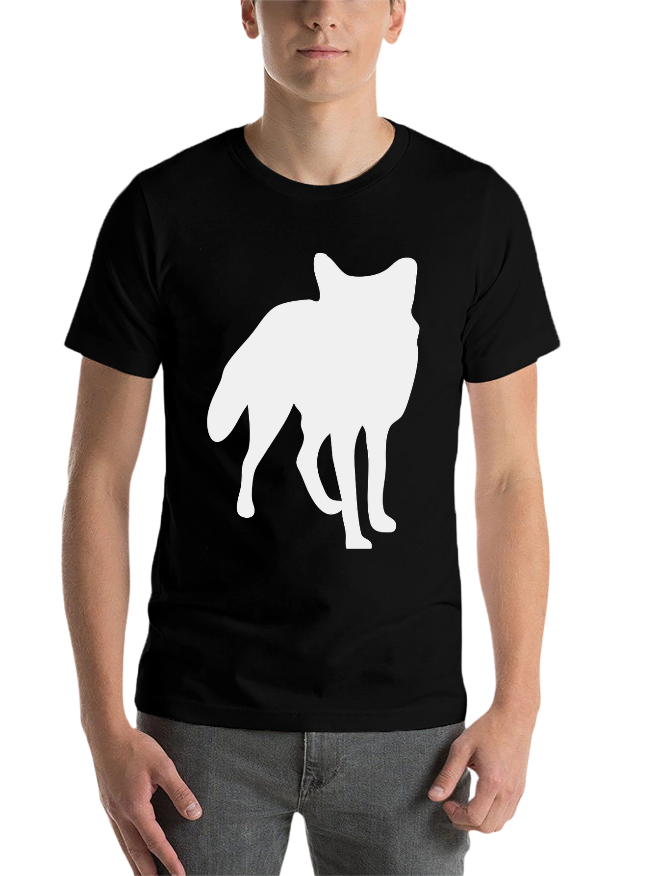 Black Wolf Silhouette Graphic Tee - Black Casual Shirt view 7