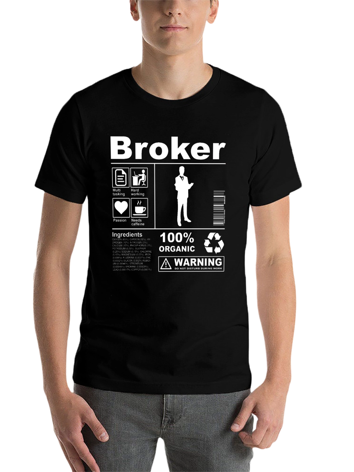 Black Broker Organic Ingredient T-Shirt view 7