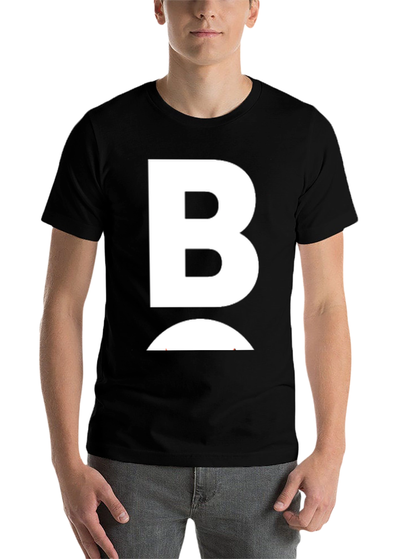 Black Bold B Graphic Tee - Stylish Black Cotton T-Shirt view 7