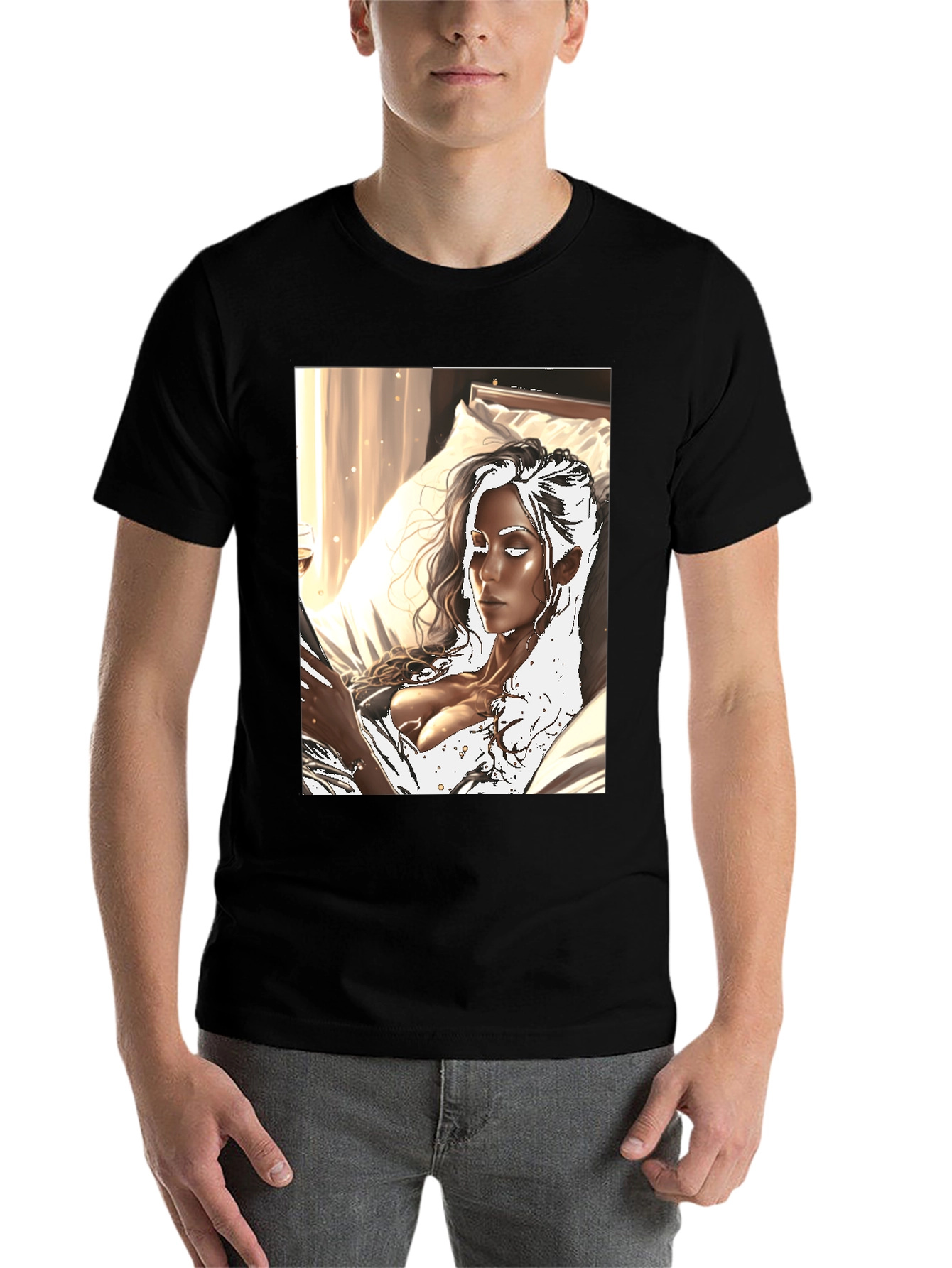 Black Artistic Woman Black T-Shirt view 7