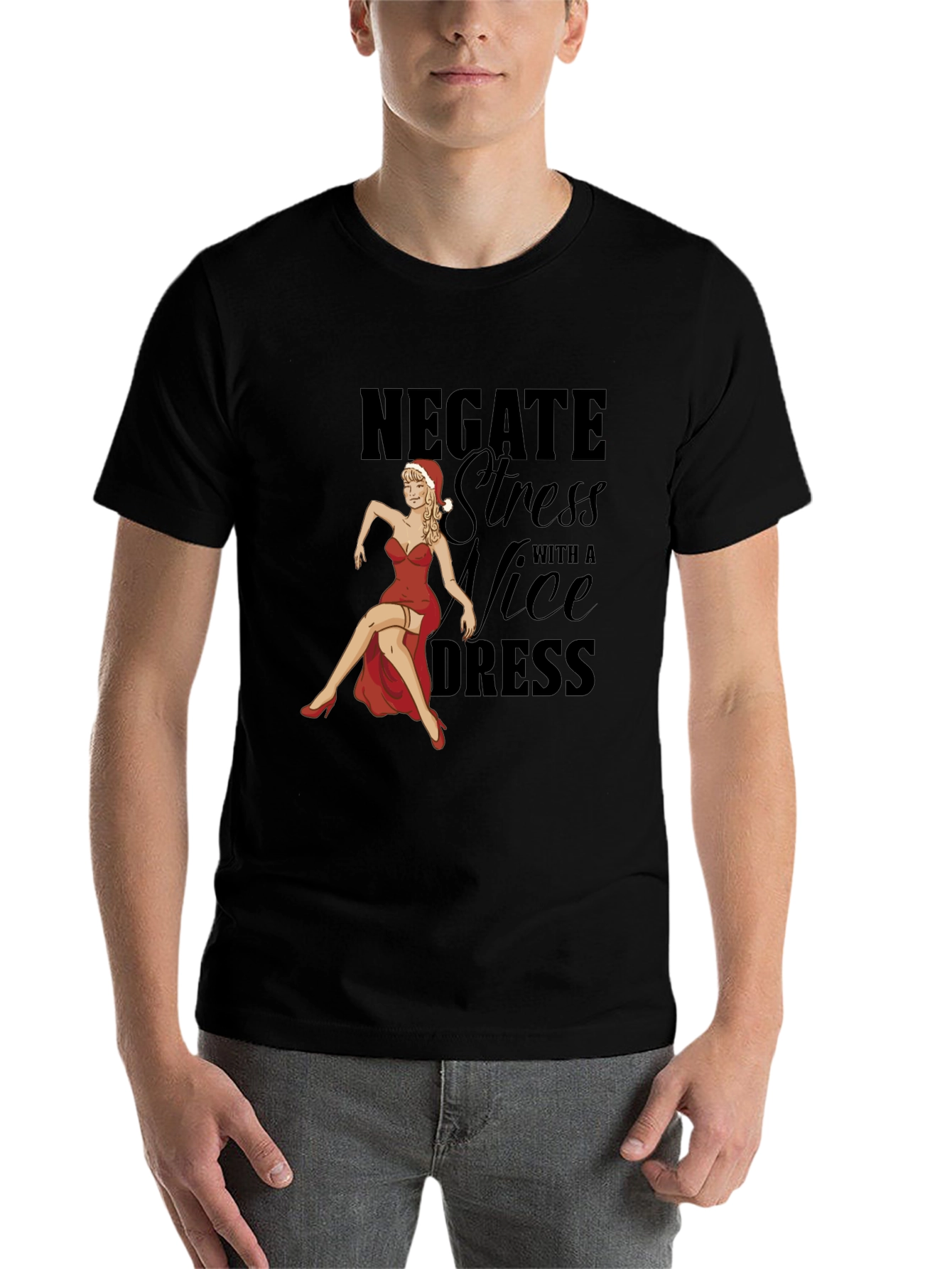 Black Negate Stress Nice Dress T-Shirt view 7