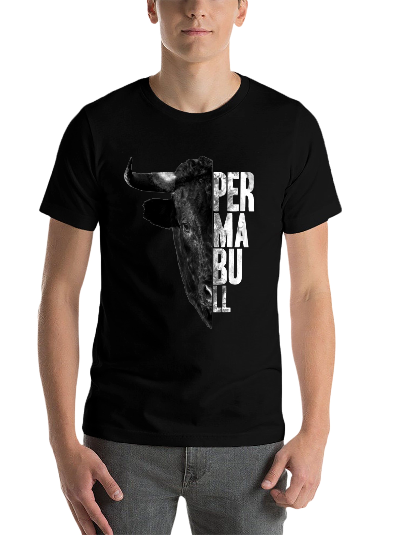Black Perma Bull Black Graphic T-Shirt view 7