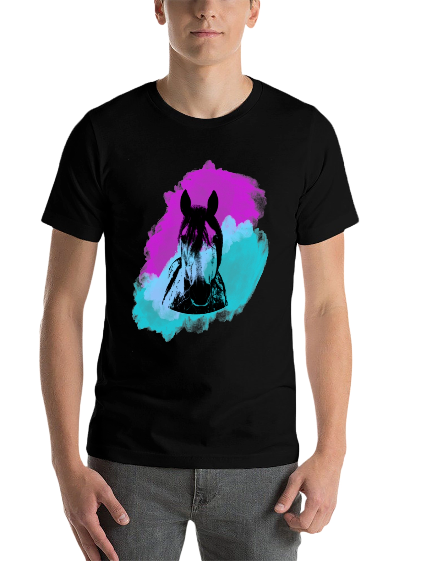 Black Horse Graphic Tee - Artistic Style view 7