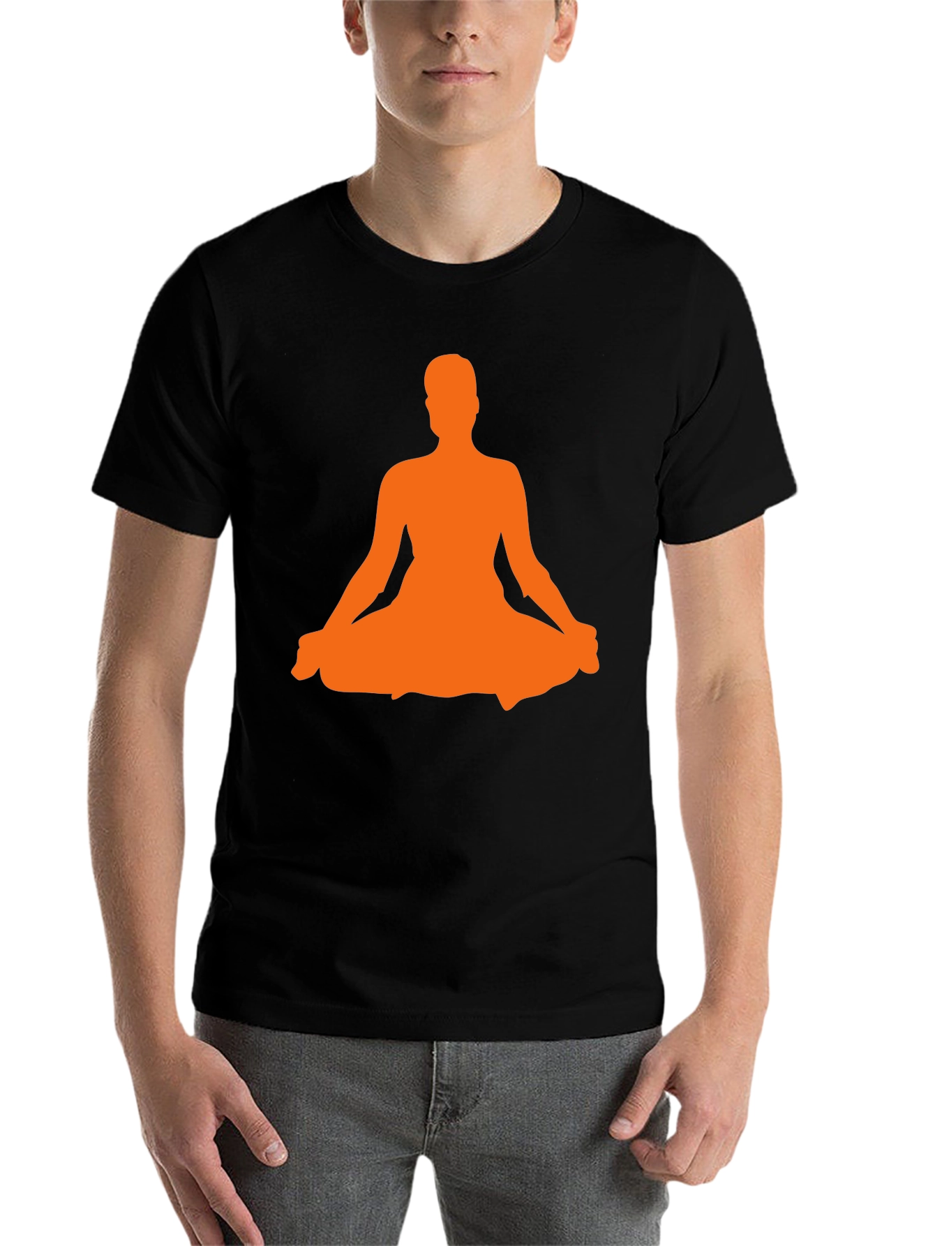 Black Yoga Meditation Silhouette Black T-Shirt view 7