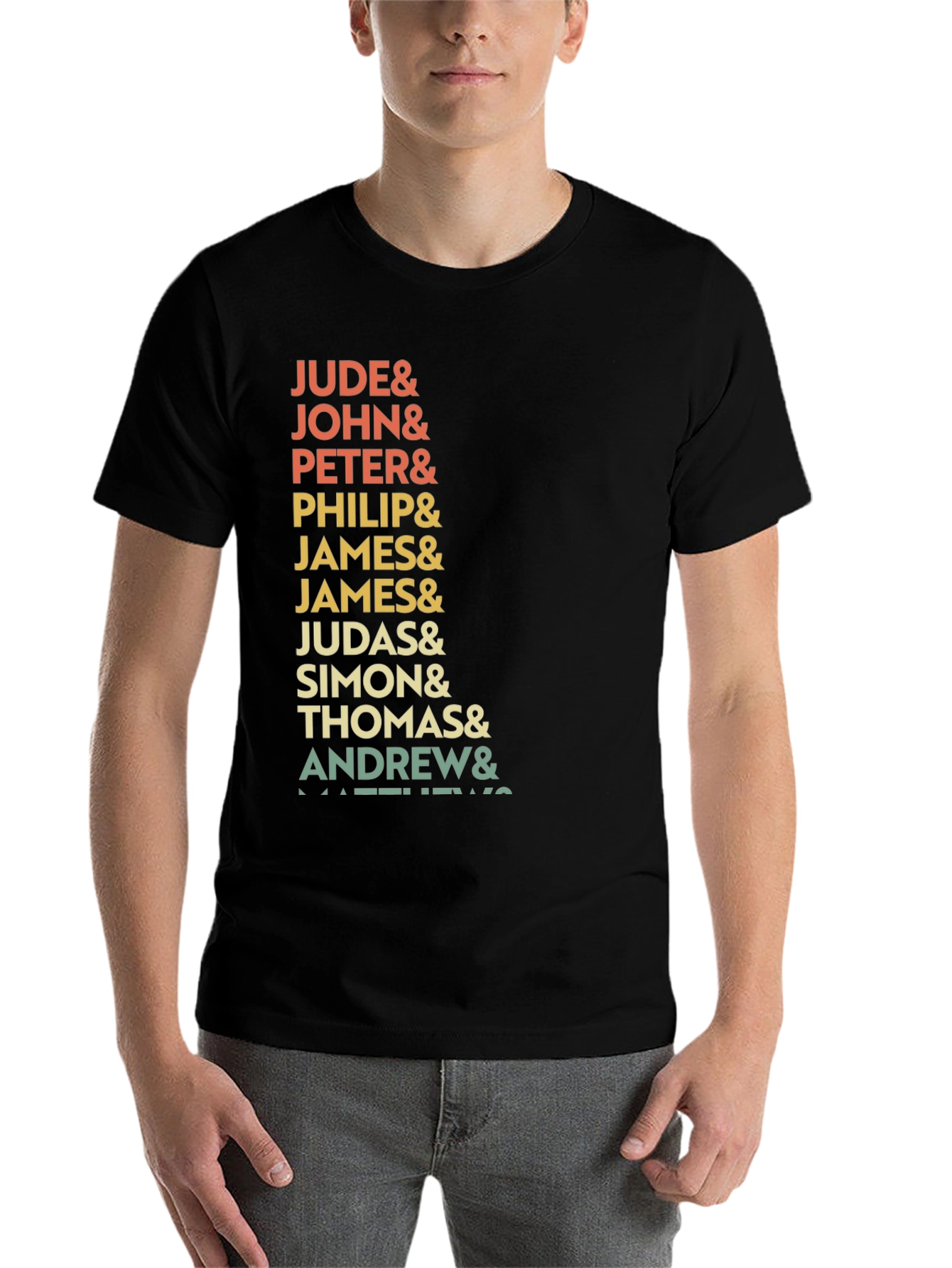 Black Retro Twelve Apostles T-Shirt - Jude, John, Peter view 7