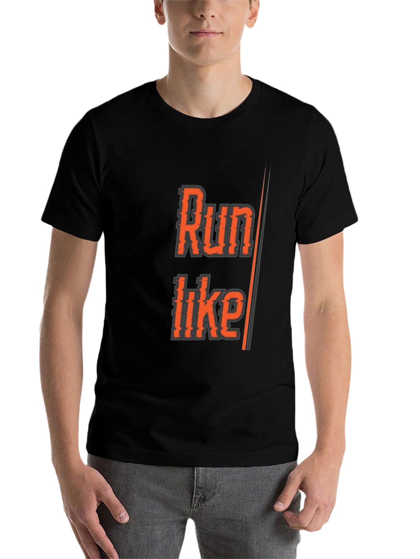Black Run Like T-Shirt - Black Athletic Graphic Tee view 7