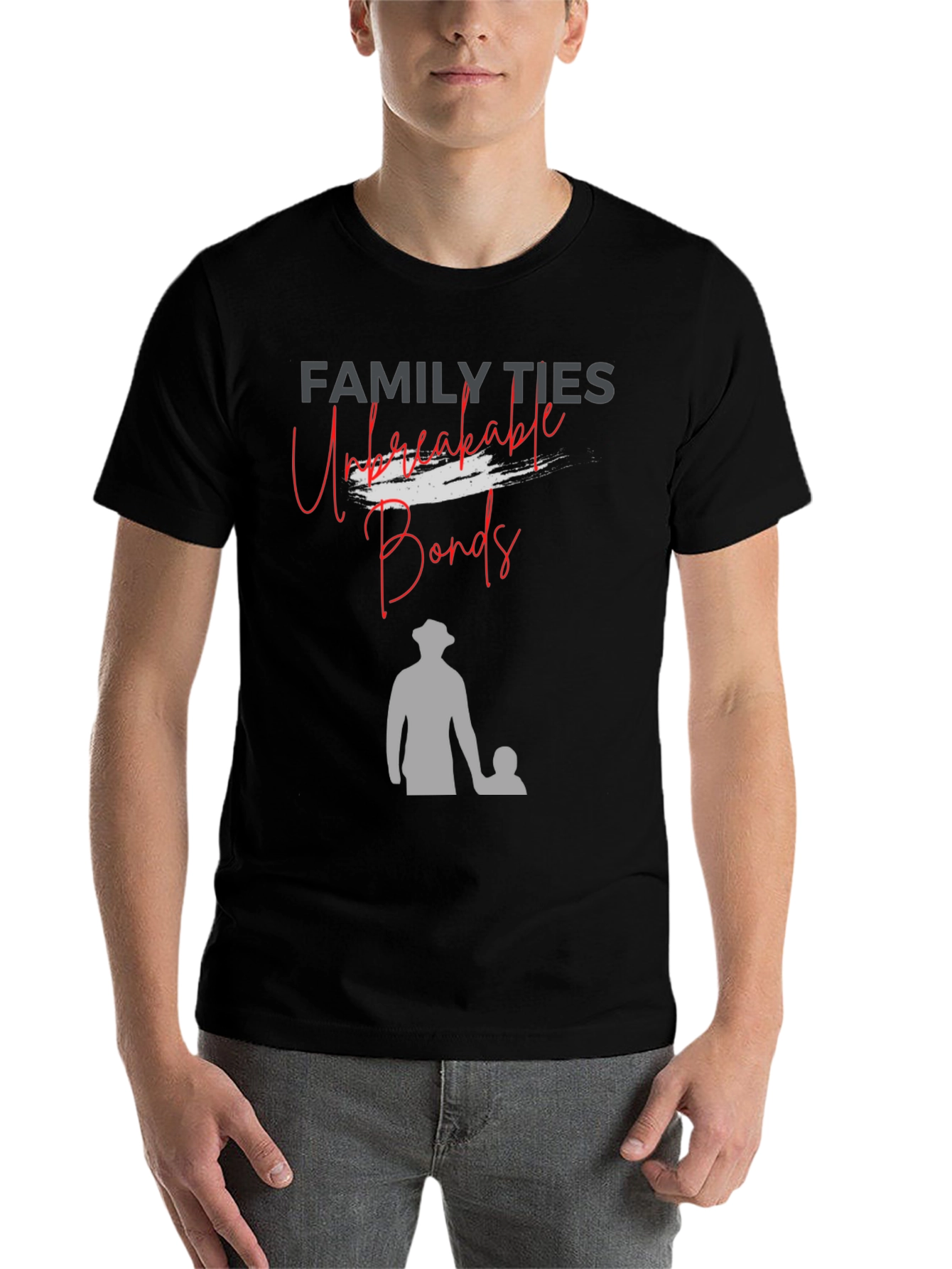 Black Family Ties T-Shirt: Unbreakable Bonds, Father & Child Design view 7