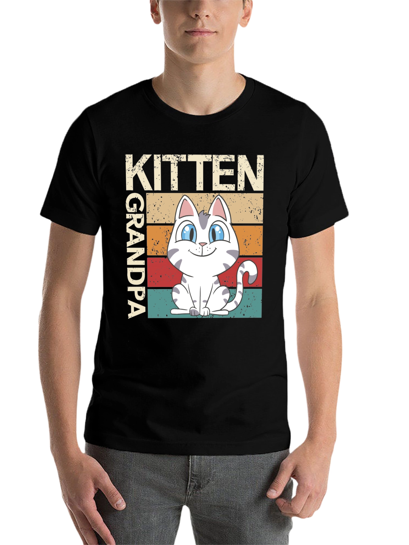 Black Kitten Grandpa Graphic Tee view 7
