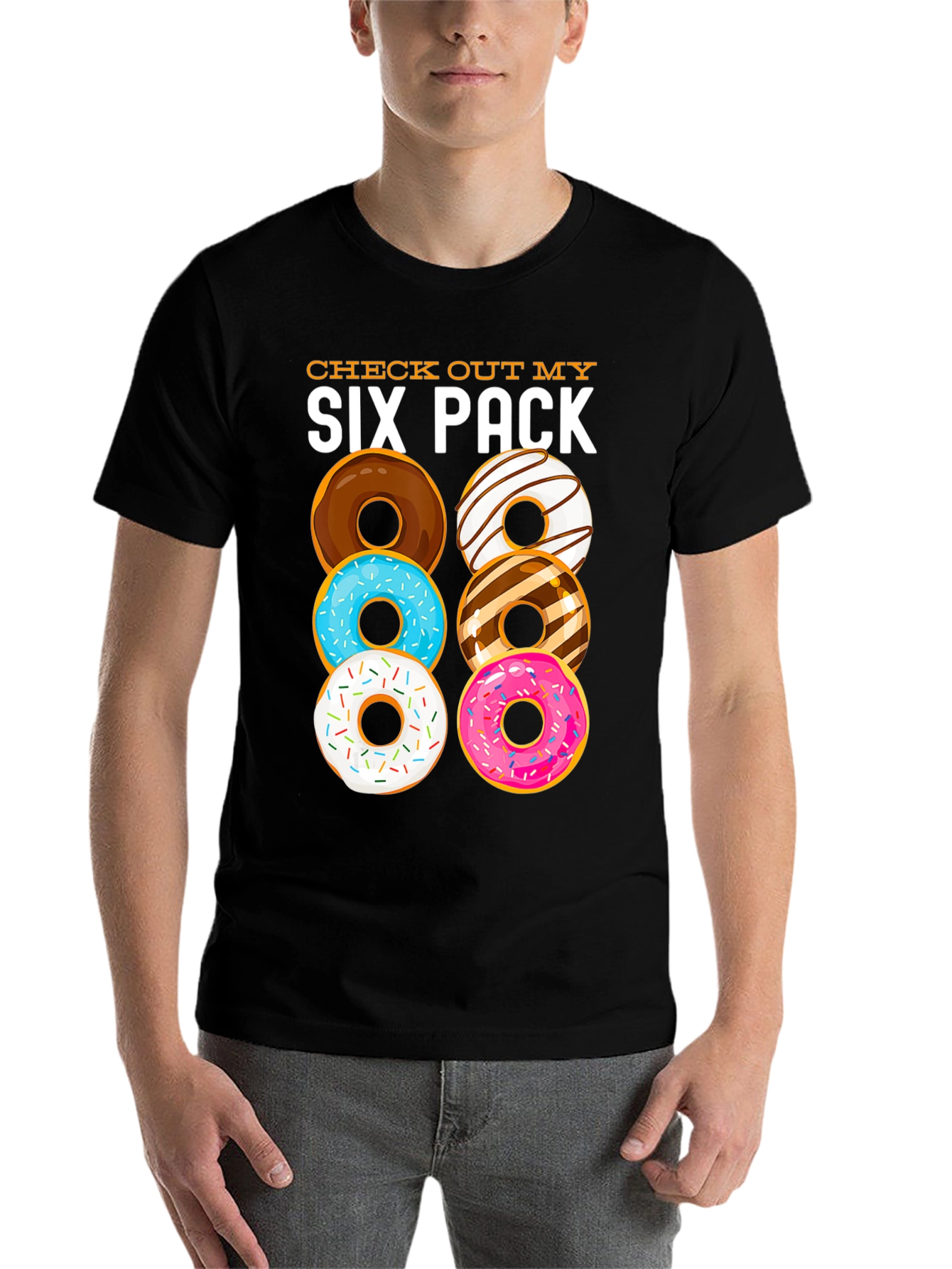 Black Donut Six Pack Funny Graphic T-Shirt view 7