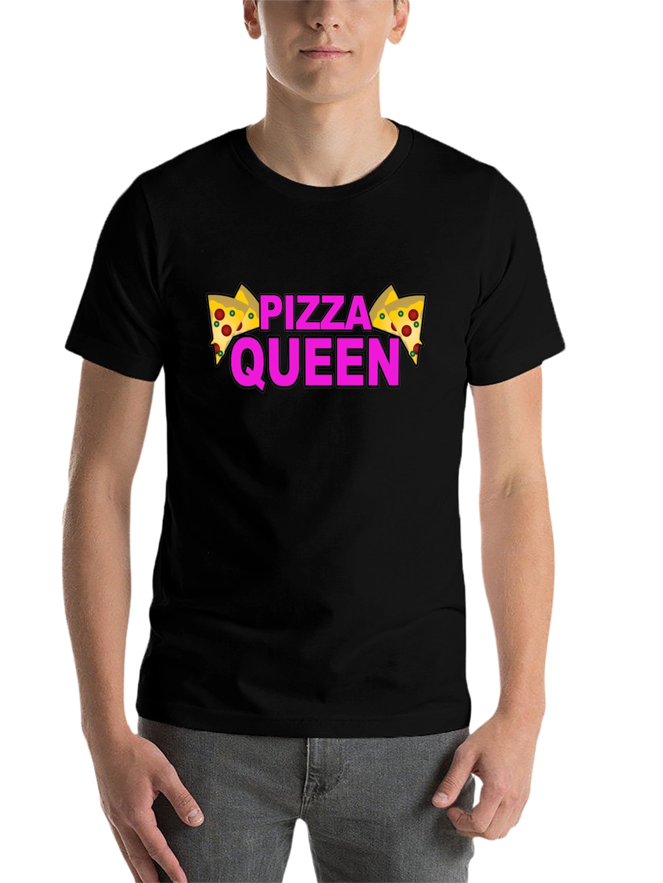 Black Pizza Queen Graphic T-Shirt - Black view 7
