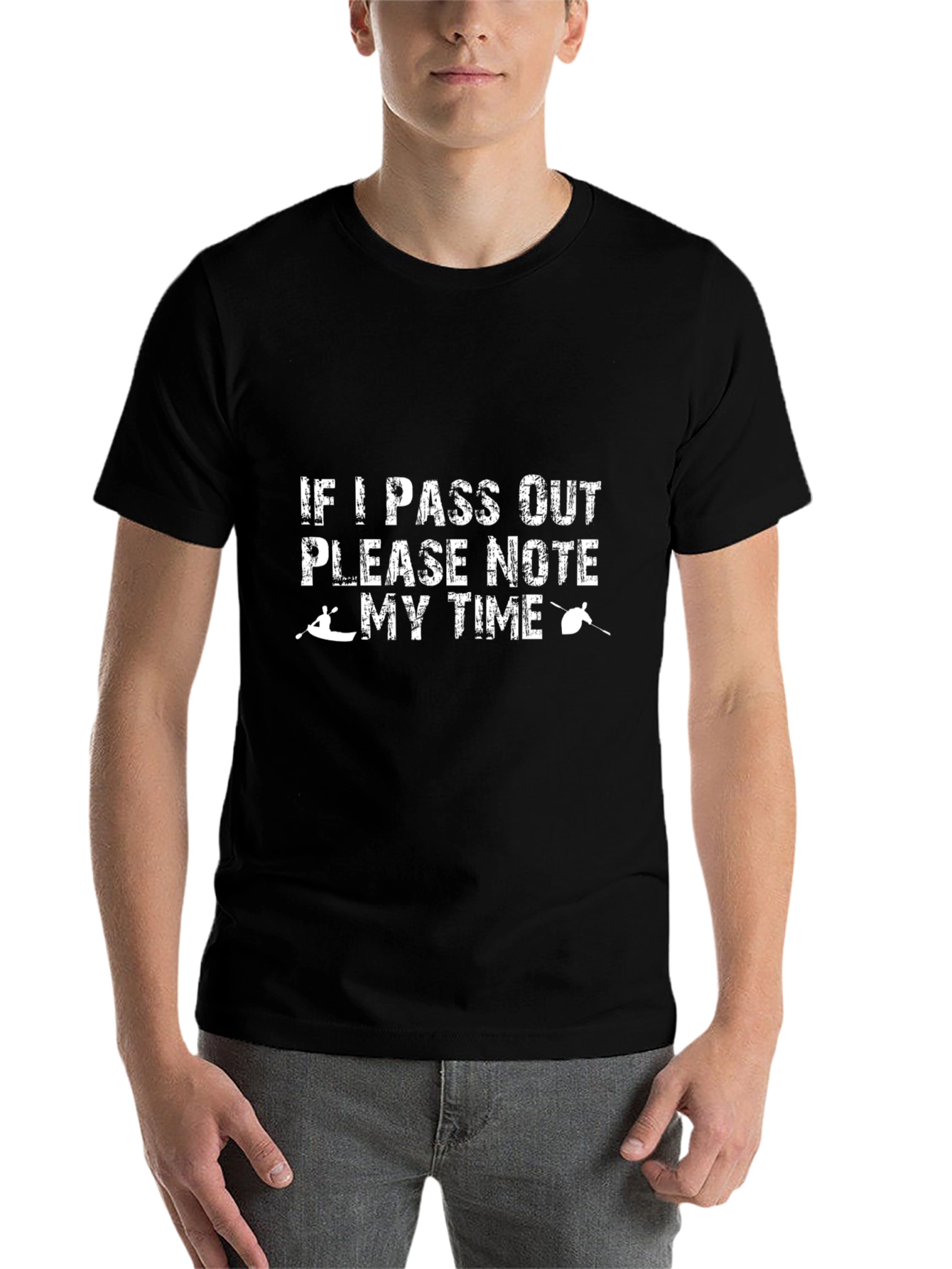 Black Funny Kayaking T-Shirt: If I Pass Out Note My Time view 7