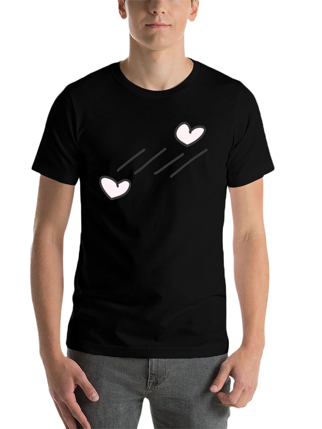Black Black T-Shirt with Heart Graphic view 7