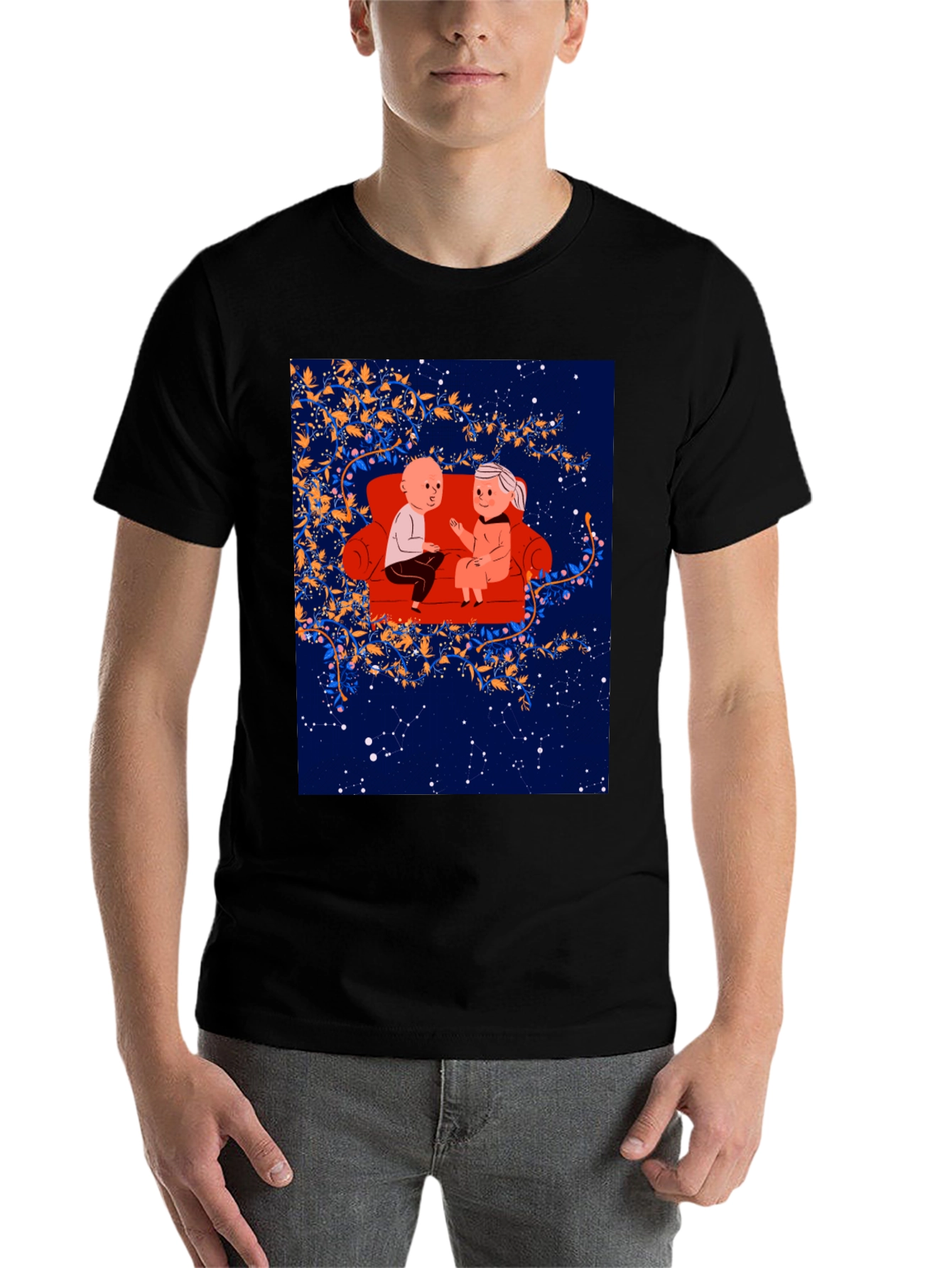 Black Cartoon Couple T-Shirt view 7