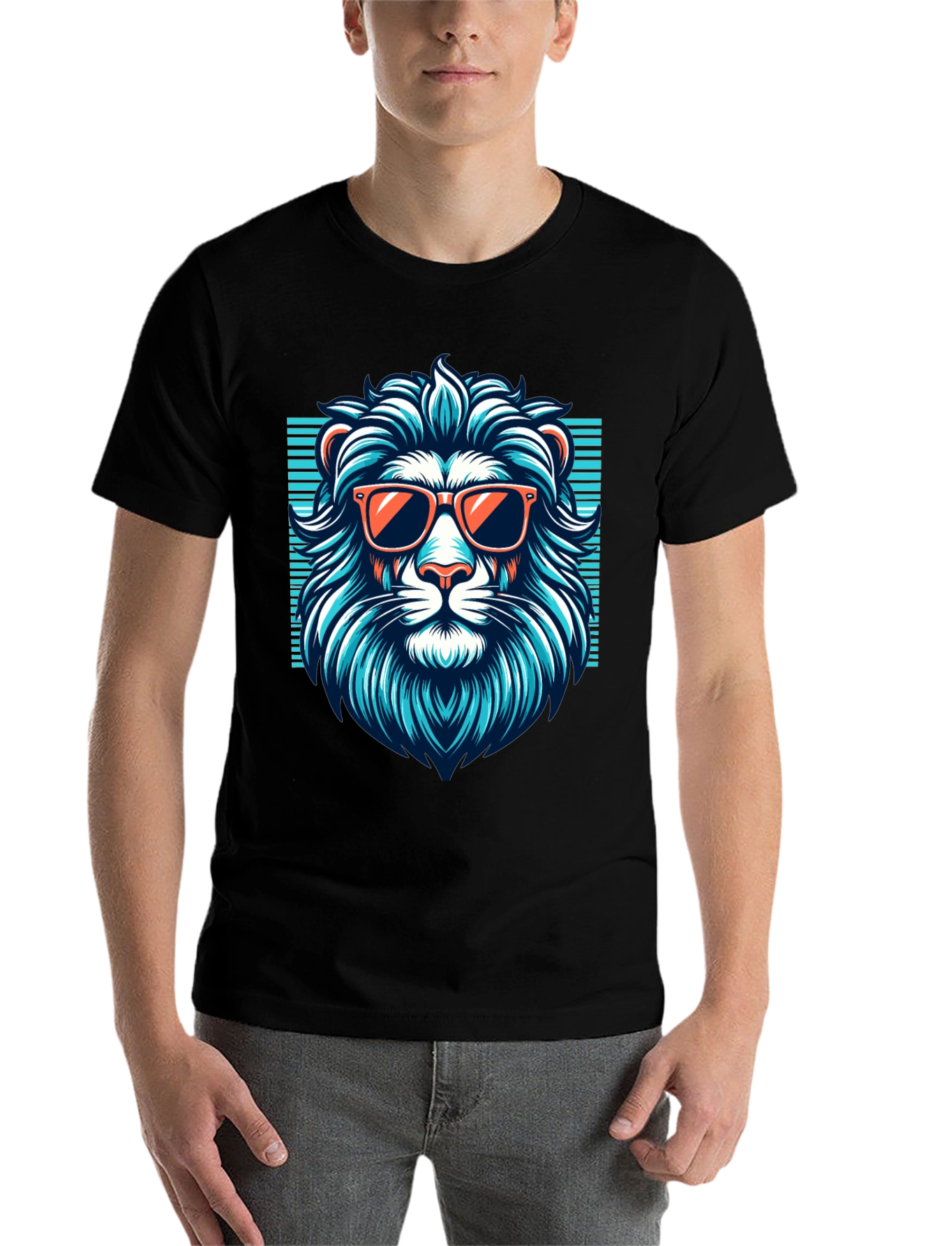 Black Cool Lion Graphic Tee - Black T-Shirt view 7
