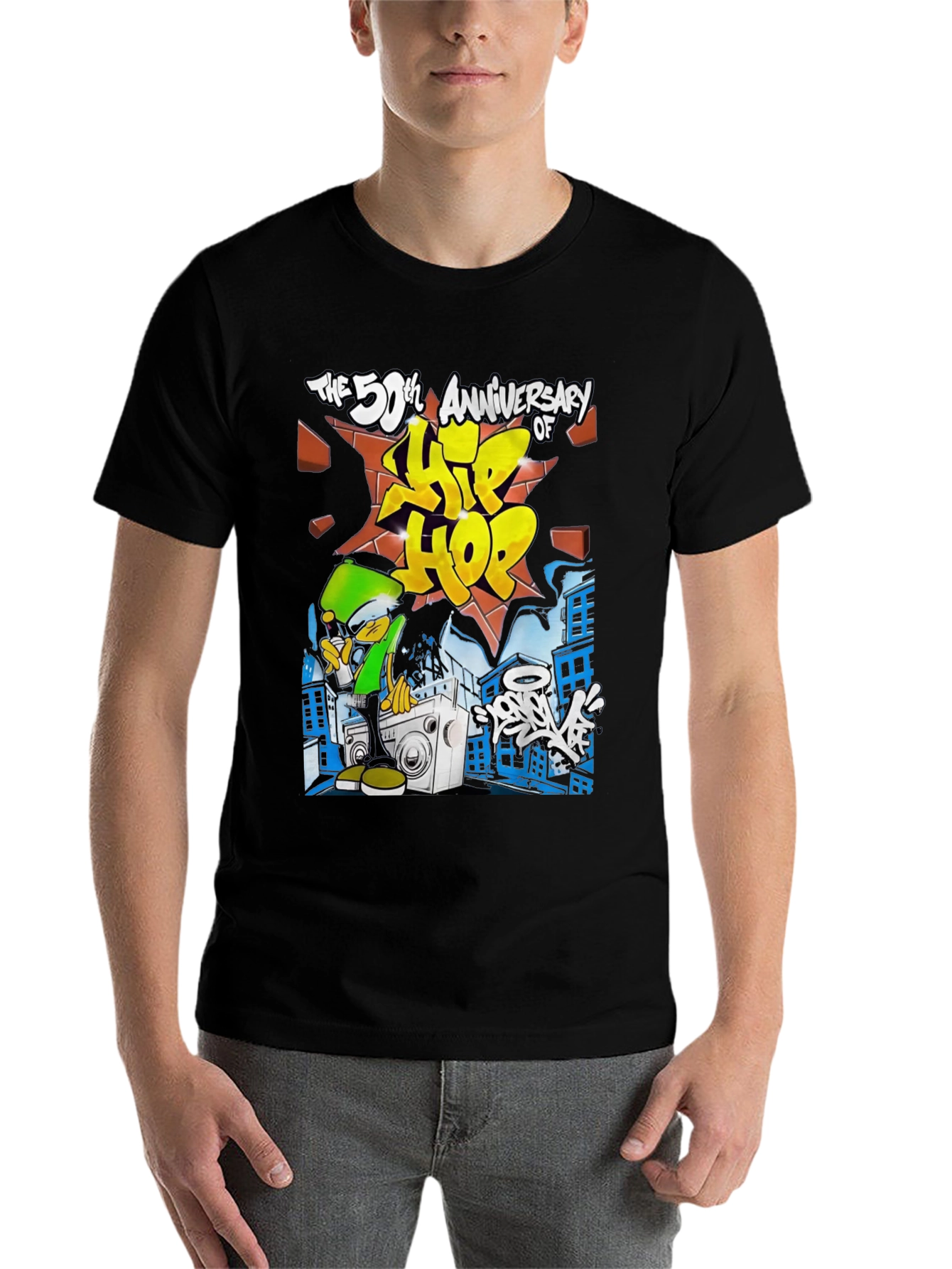 Black 50th Anniversary Hip Hop Black T-Shirt view 7