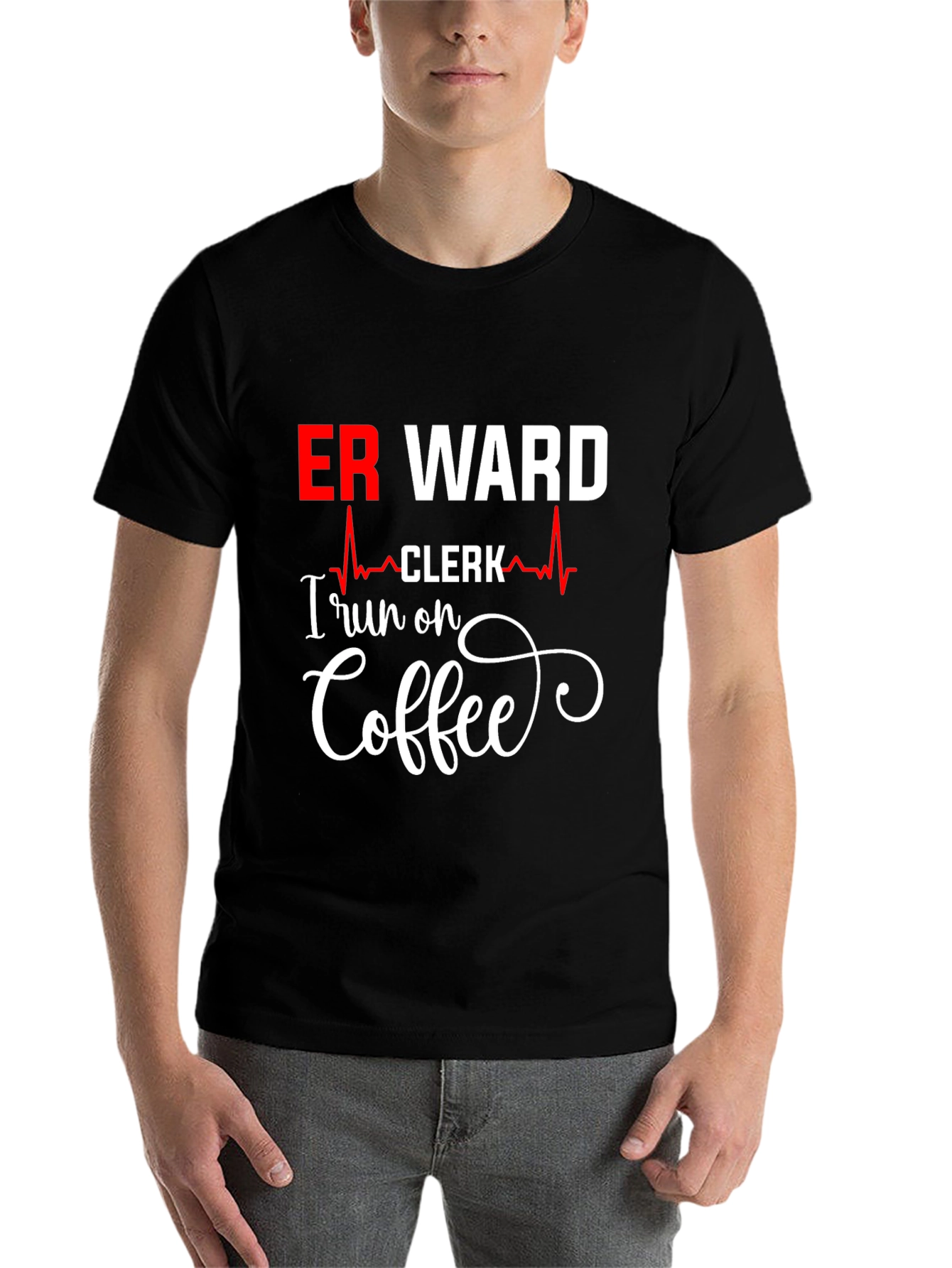 Black ER Ward Clerk Coffee T-Shirt view 7