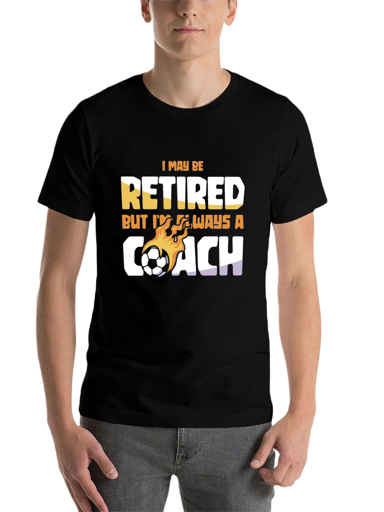 Black Retired Soccer Coach T-Shirt - Always A Coach view 7