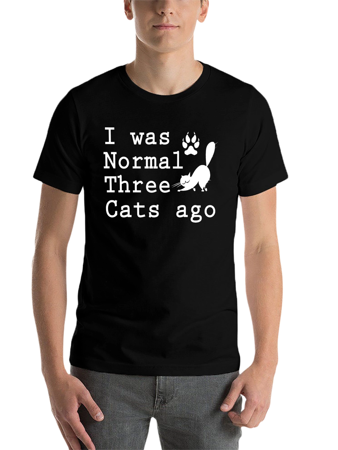 Black Funny Cat Lover T-Shirt - I Was Normal Three Cats Ago view 7